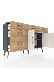 Arges Konsol 2 Raflı 5 Çekmeceli 2 Kapaklı 132x30x83 - S144M046V15A