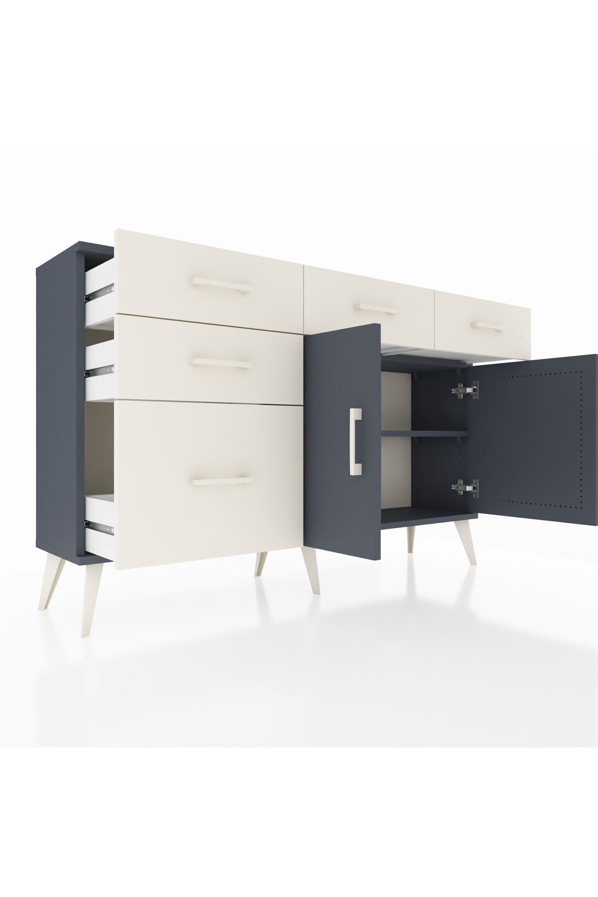 Arges Konsol 2 Raflı 5 Çekmeceli 2 Kapaklı 132x30x83 - S144M046V16A