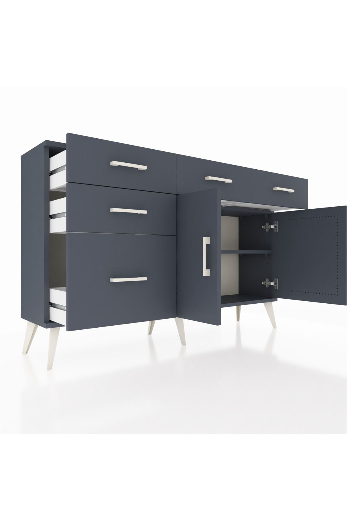 Arges Konsol 2 Raflı 5 Çekmeceli 2 Kapaklı 132x30x83 - S144M046V17A