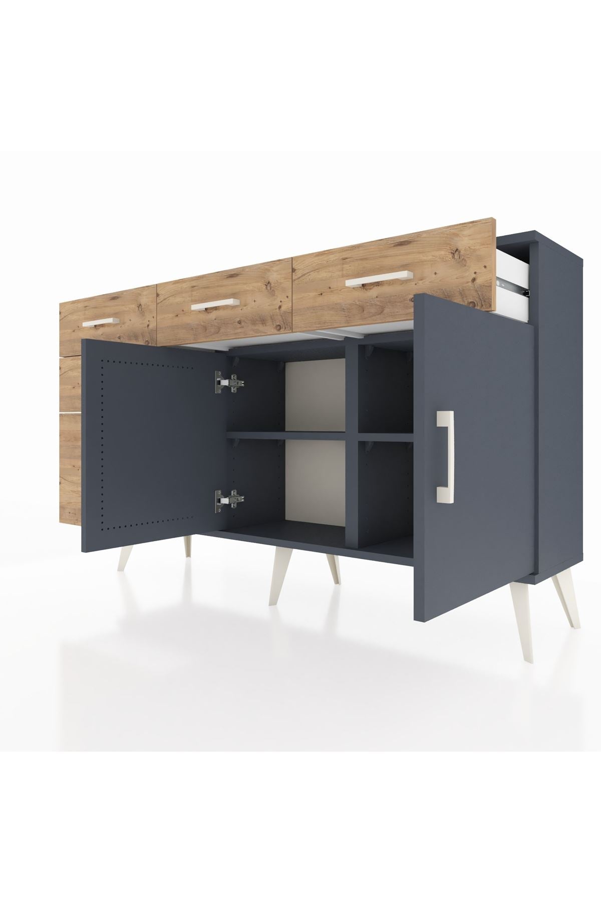 Arges Konsol 2 Raflı 5 Çekmeceli 2 Kapaklı 132x30x83 - S144M046V18A