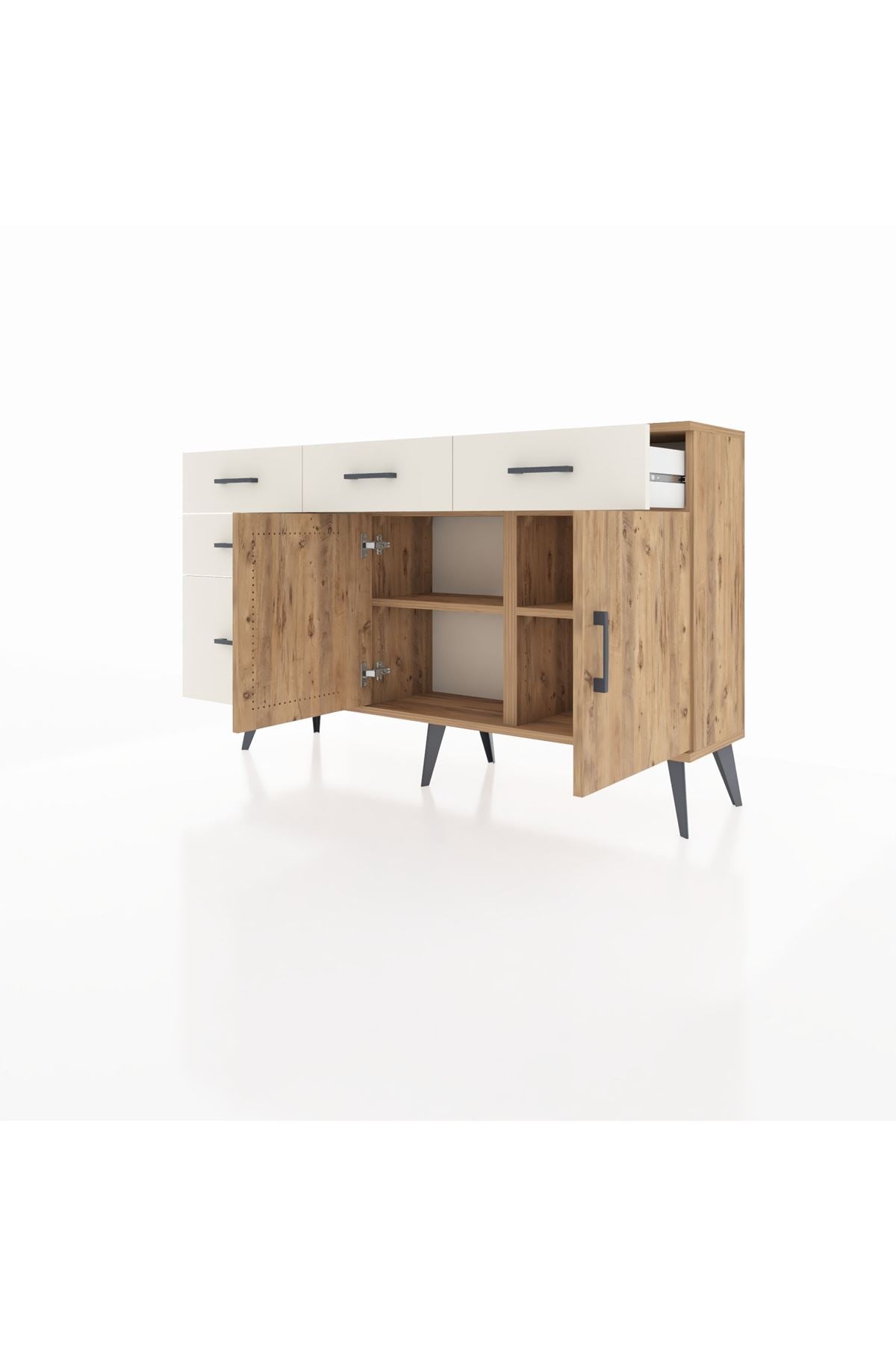 Arges Konsol 2 Raflı 5 Çekmeceli 2 Kapaklı 132x30x83 - S144M046V19A