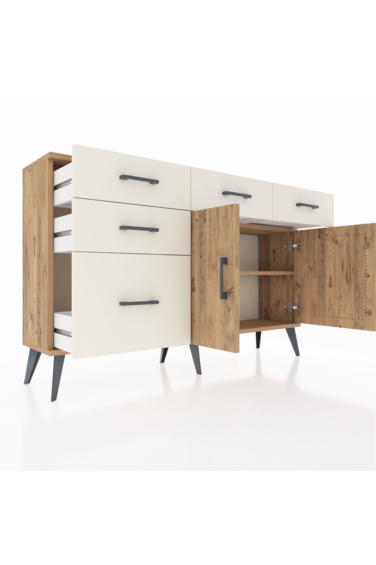 Arges Konsol 2 Raflı 5 Çekmeceli 2 Kapaklı 132x30x83 - S144M046V19A