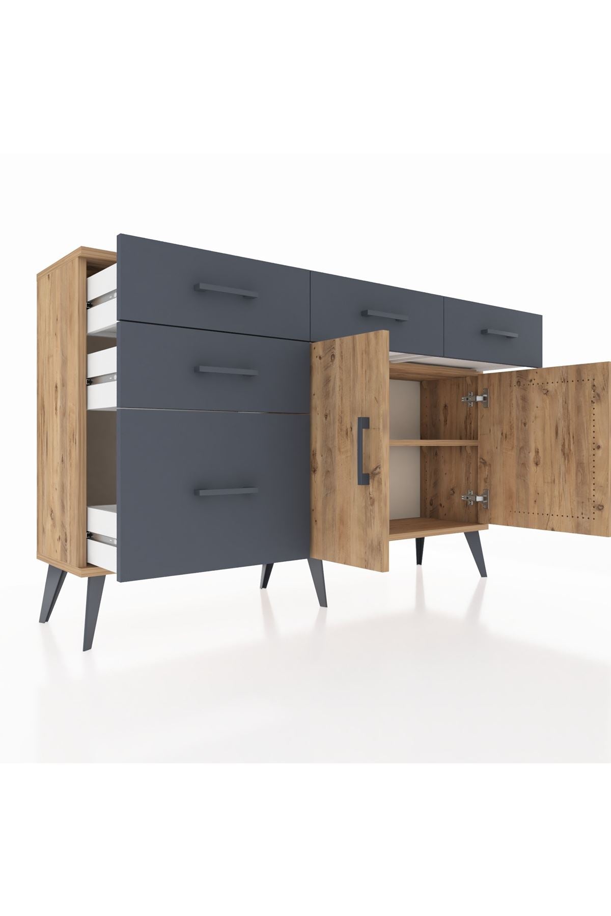 Arges Konsol 2 Raflı 5 Çekmeceli 2 Kapaklı 132x30x83 - S144M046V20A