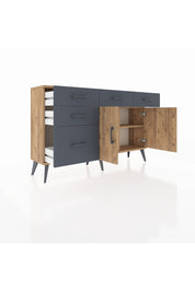 Arges Konsol 2 Raflı 5 Çekmeceli 2 Kapaklı 132x30x83 - S144M046V20A