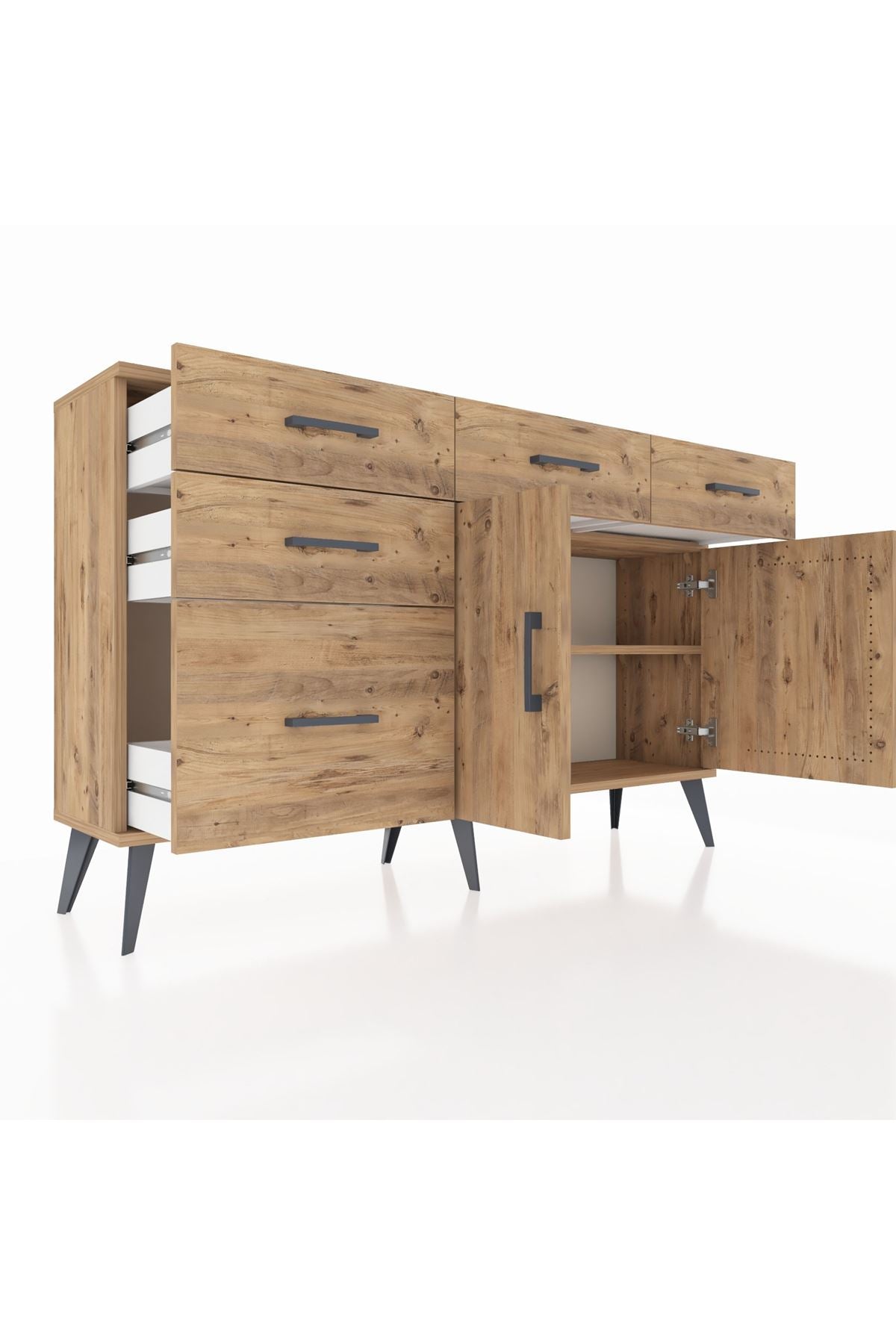 Arges Konsol 2 Raflı 5 Çekmeceli 2 Kapaklı 132x30x83 - S144M046V21A