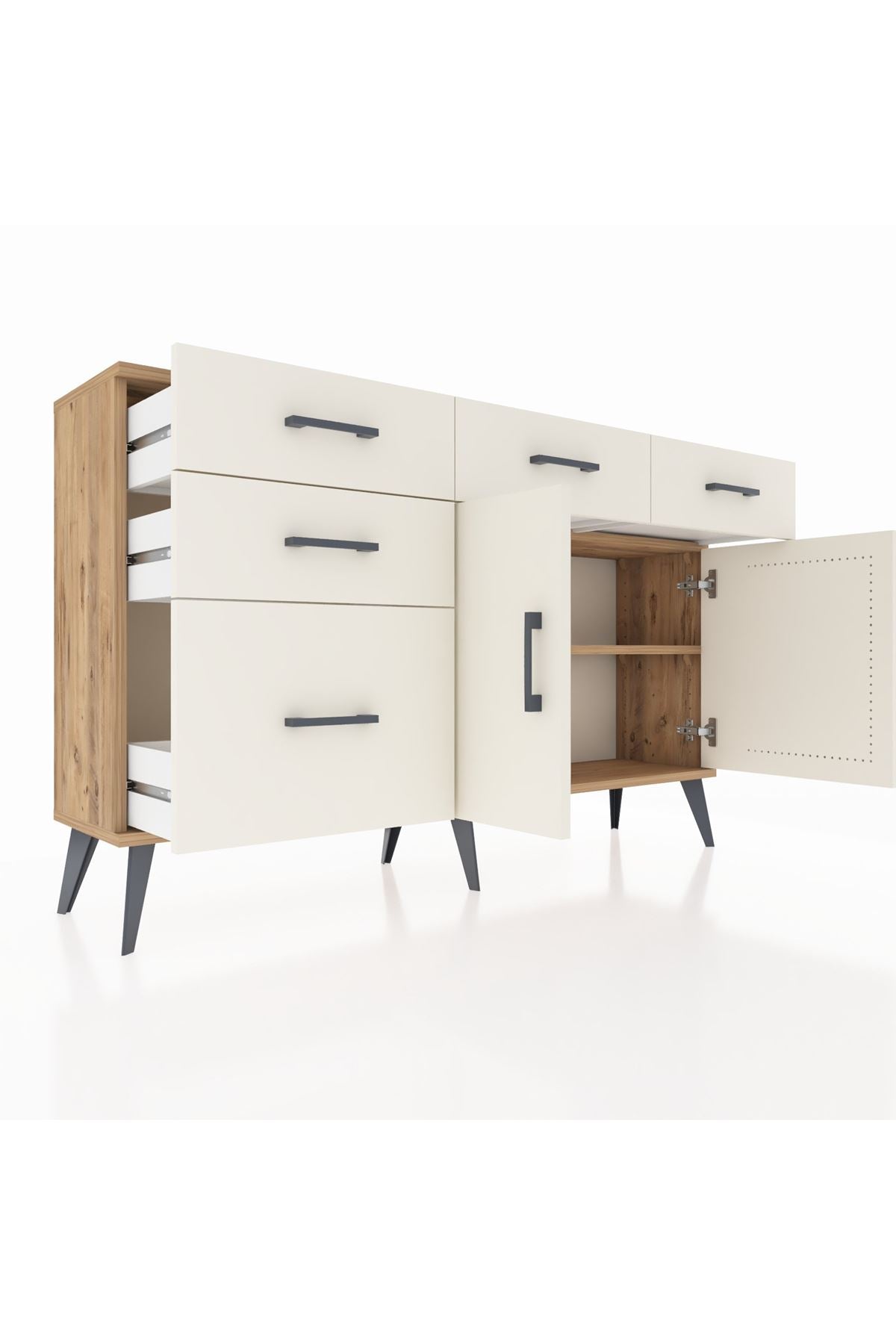 Arges Konsol 2 Raflı 5 Çekmeceli 2 Kapaklı 132x30x83 - S144M046V22A