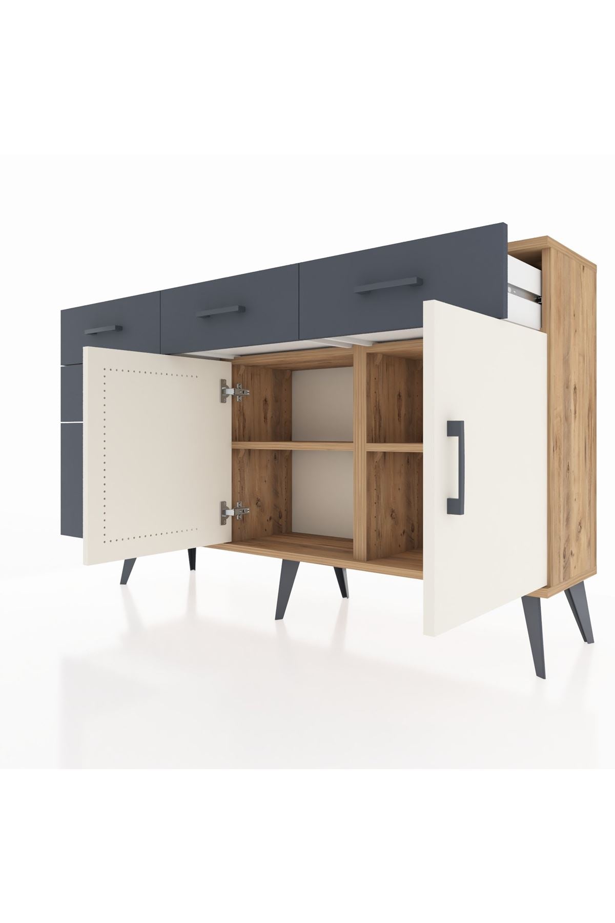 Arges Konsol 2 Raflı 5 Çekmeceli 2 Kapaklı 132x30x83 - S144M046V23A