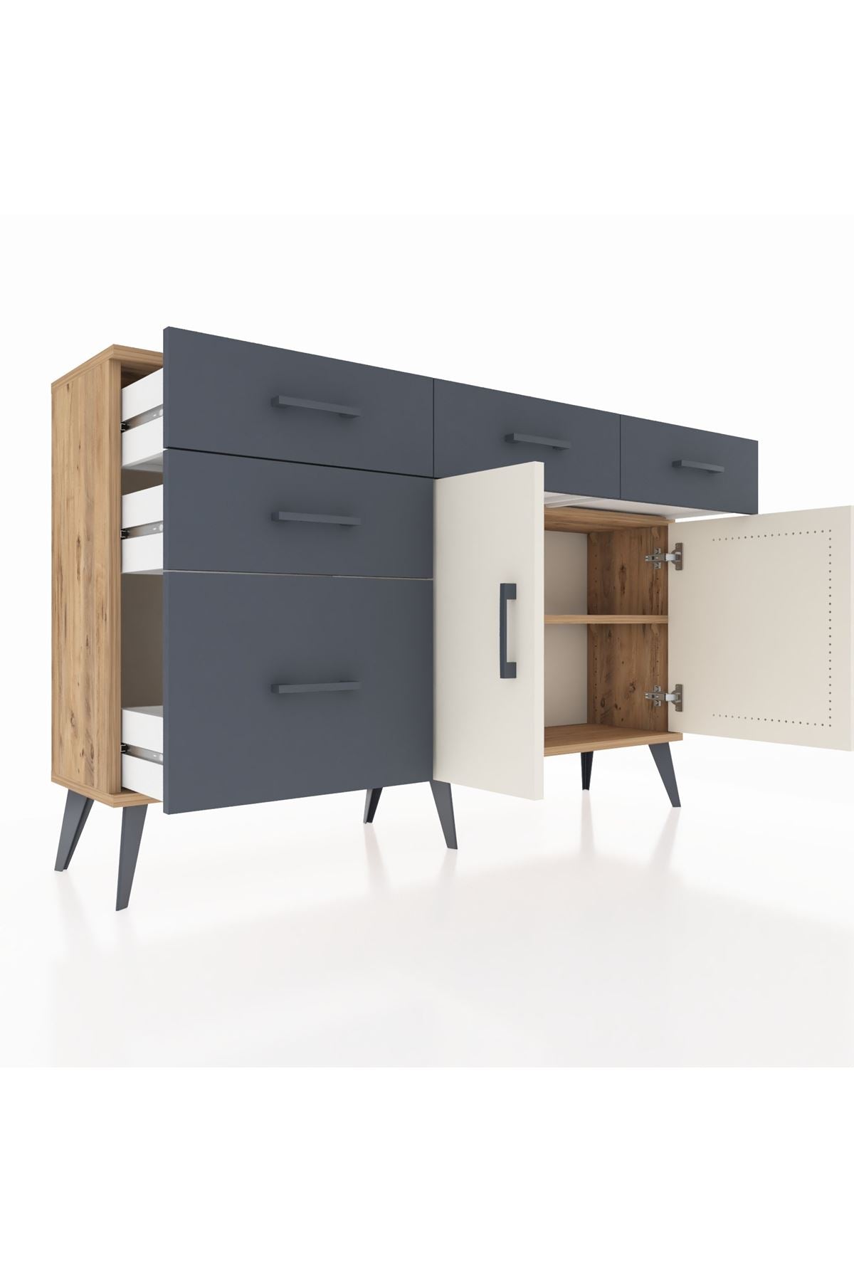 Arges Konsol 2 Raflı 5 Çekmeceli 2 Kapaklı 132x30x83 - S144M046V23A