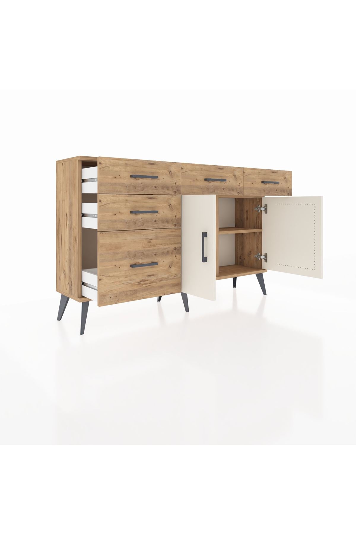 Arges Konsol 2 Raflı 5 Çekmeceli 2 Kapaklı 132x30x83 - S144M046V24A