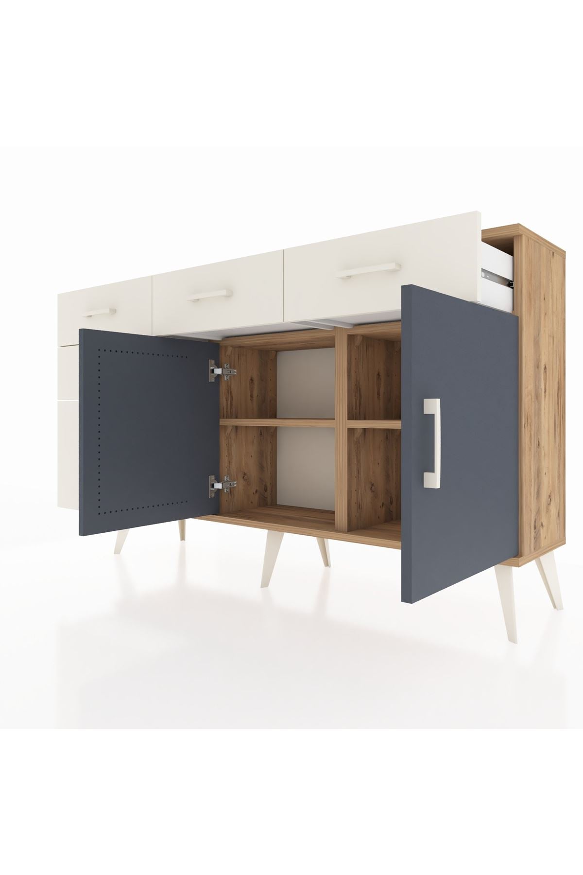 Arges Konsol 2 Raflı 5 Çekmeceli 2 Kapaklı 132x30x83 - S144M046V25A