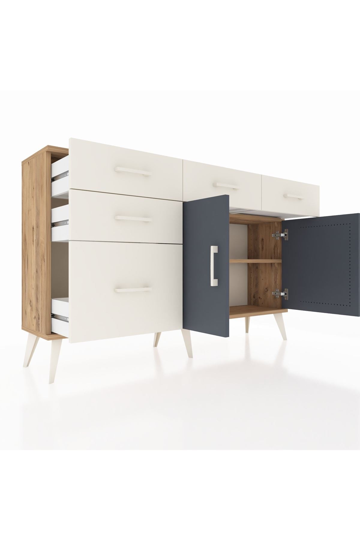 Arges Konsol 2 Raflı 5 Çekmeceli 2 Kapaklı 132x30x83 - S144M046V25A