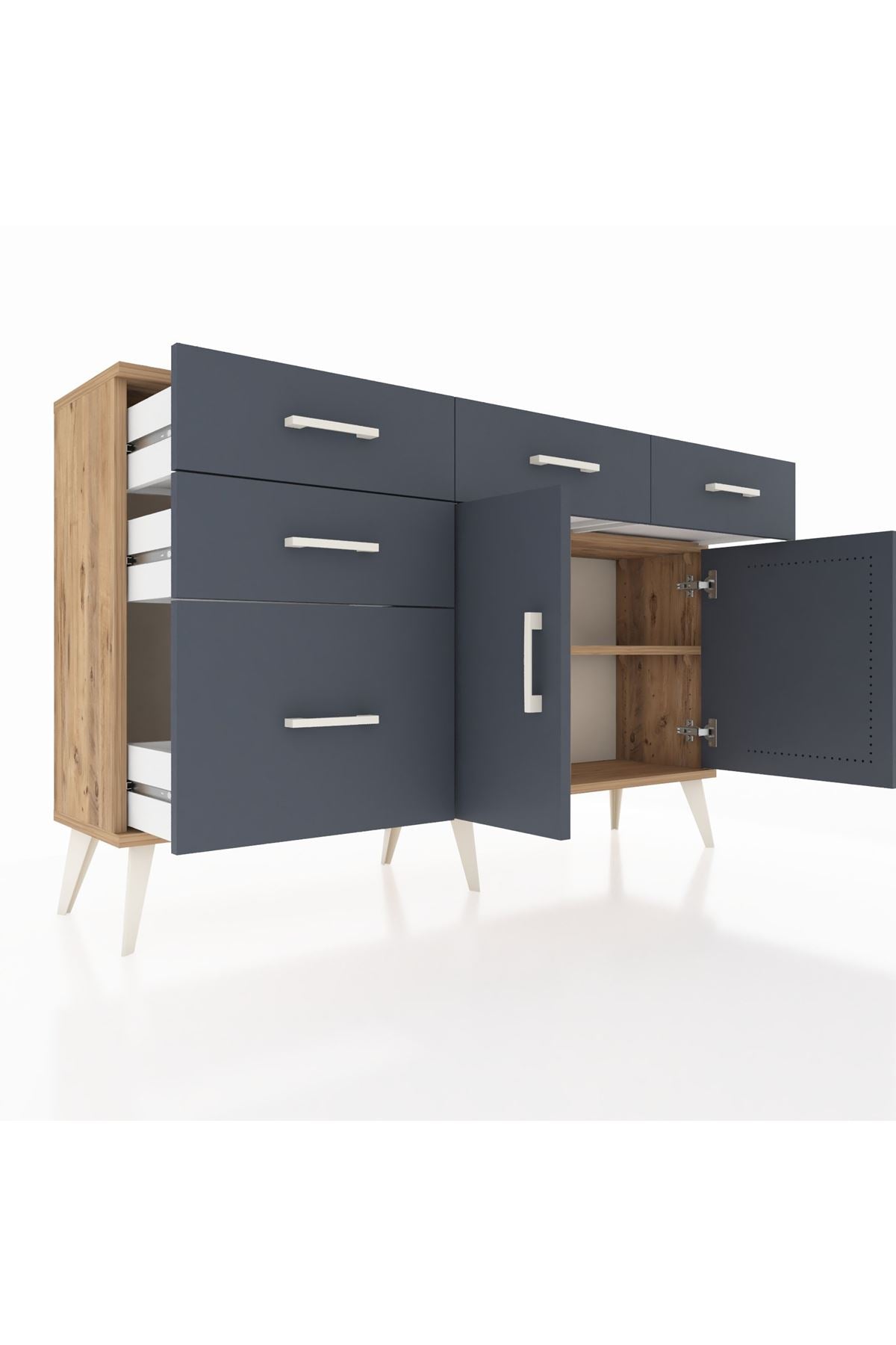 Arges Konsol 2 Raflı 5 Çekmeceli 2 Kapaklı 132x30x83 - S144M046V26A