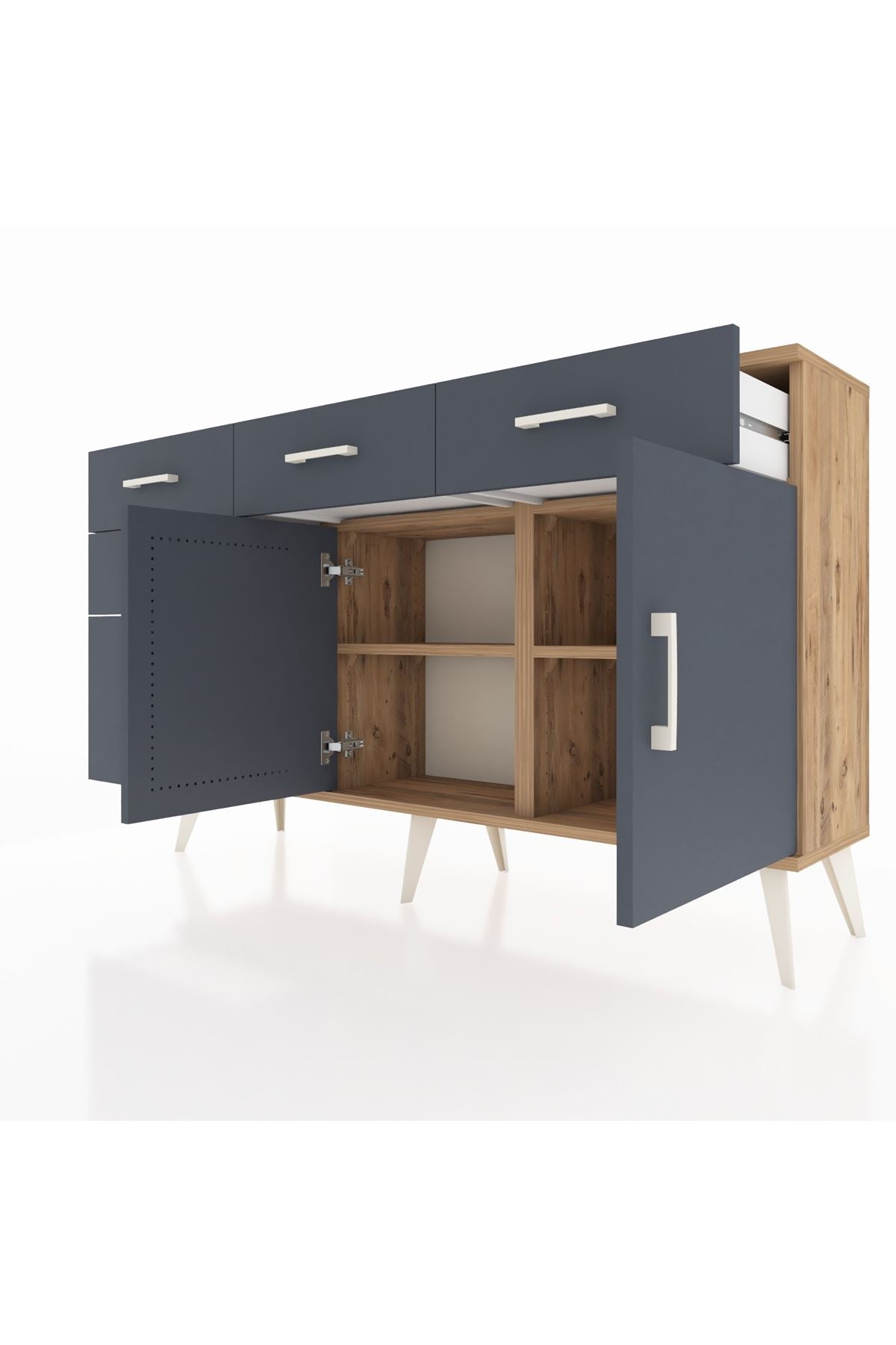 Arges Konsol 2 Raflı 5 Çekmeceli 2 Kapaklı 132x30x83 - S144M046V26A