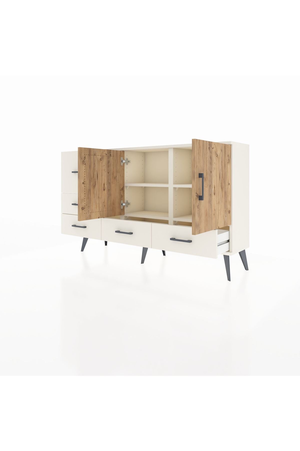 Arges Konsol 4 Raflı 5 Çekmeceli 2 Kapaklı 132x30x83 - S144M047V01A