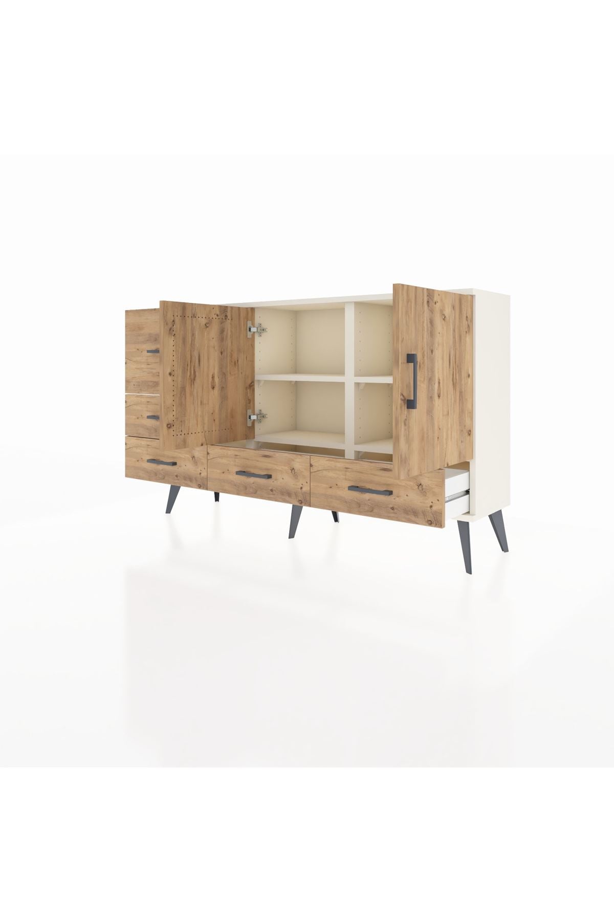 Arges Konsol 4 Raflı 5 Çekmeceli 2 Kapaklı 132x30x83 - S144M047V03A