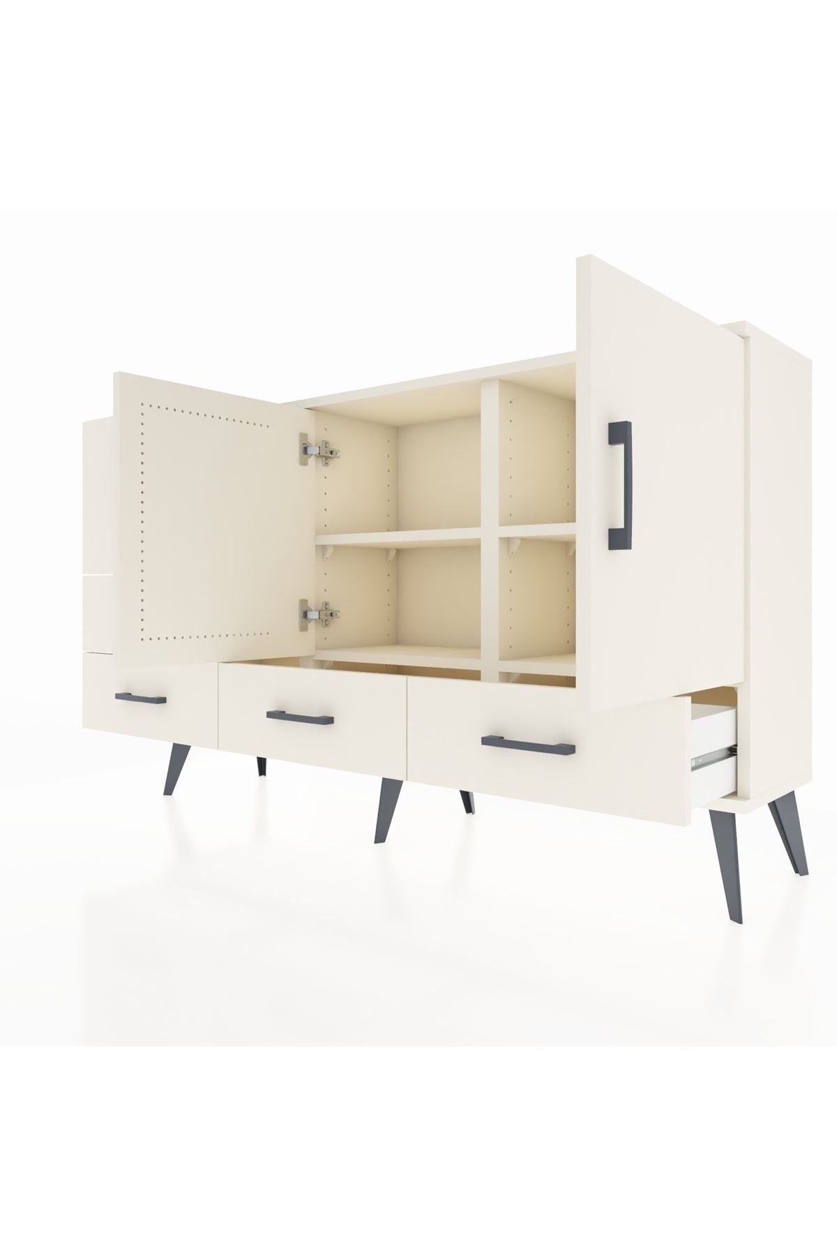 Arges Konsol 4 Raflı 5 Çekmeceli 2 Kapaklı 132x30x83 - S144M047V04A
