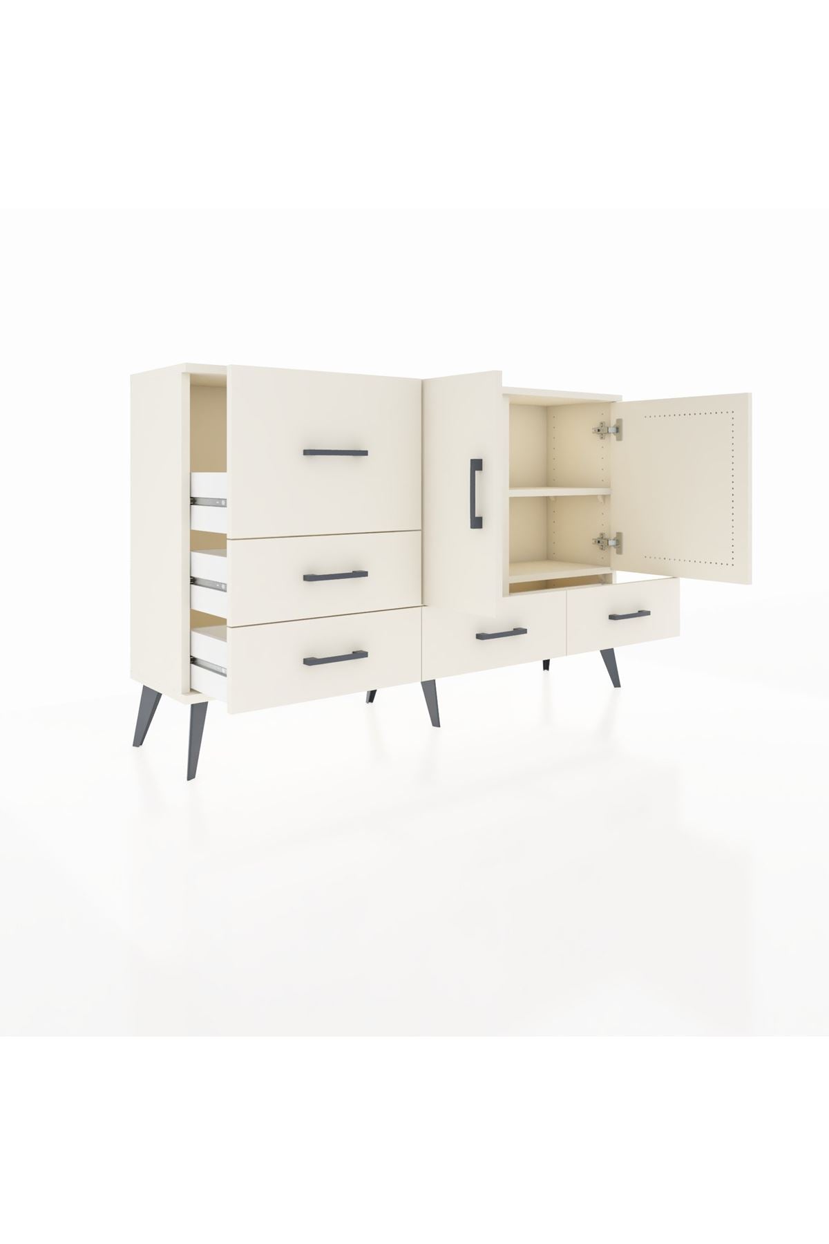 Arges Konsol 4 Raflı 5 Çekmeceli 2 Kapaklı 132x30x83 - S144M047V04A