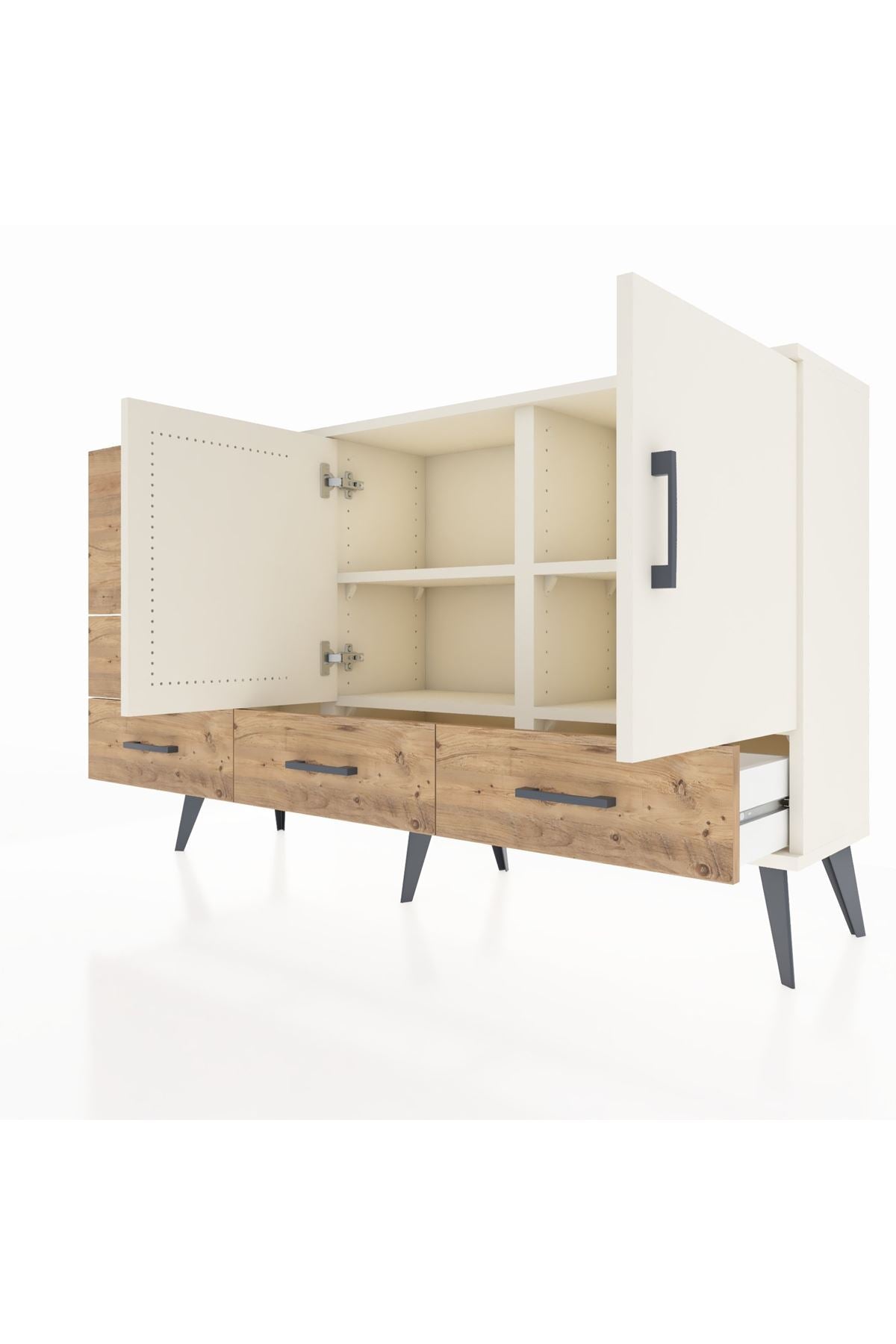 Arges Konsol 4 Raflı 5 Çekmeceli 2 Kapaklı 132x30x83 - S144M047V06A