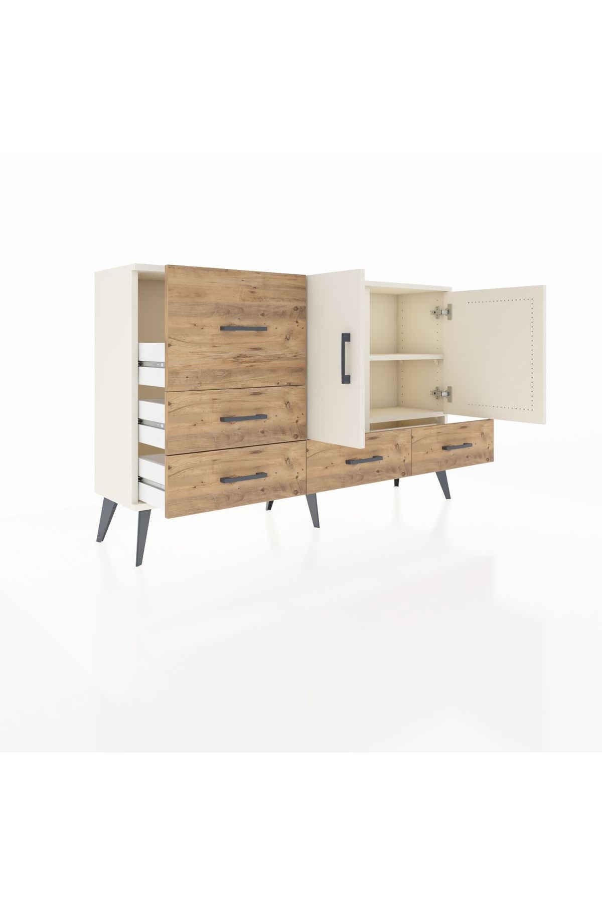 Arges Konsol 4 Raflı 5 Çekmeceli 2 Kapaklı 132x30x83 - S144M047V06A