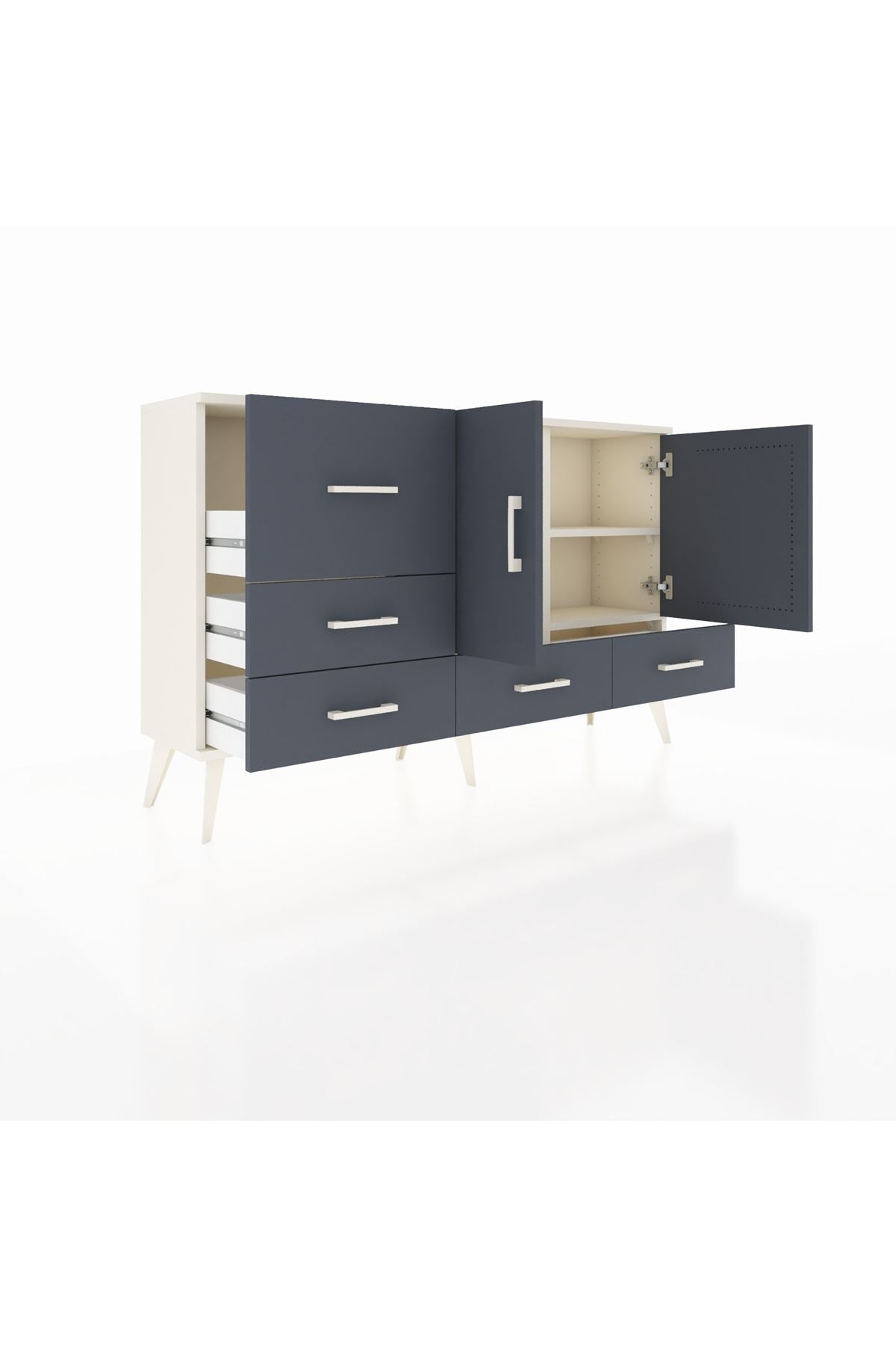 Arges Konsol 4 Raflı 5 Çekmeceli 2 Kapaklı 132x30x83 - S144M047V08A