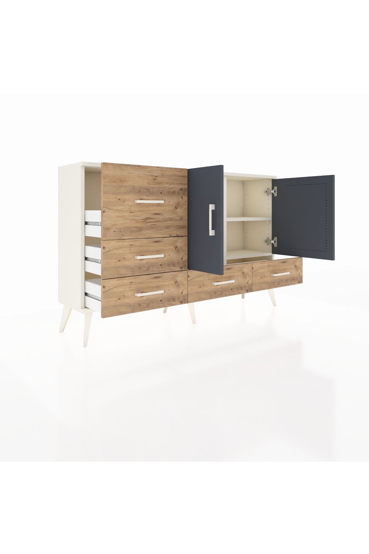 Arges Konsol 4 Raflı 5 Çekmeceli 2 Kapaklı 132x30x83 - S144M047V09A