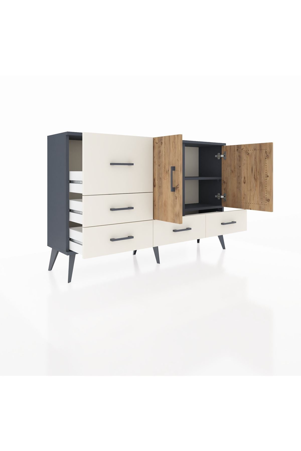 Arges Konsol 4 Raflı 5 Çekmeceli 2 Kapaklı 132x30x83 - S144M047V10A
