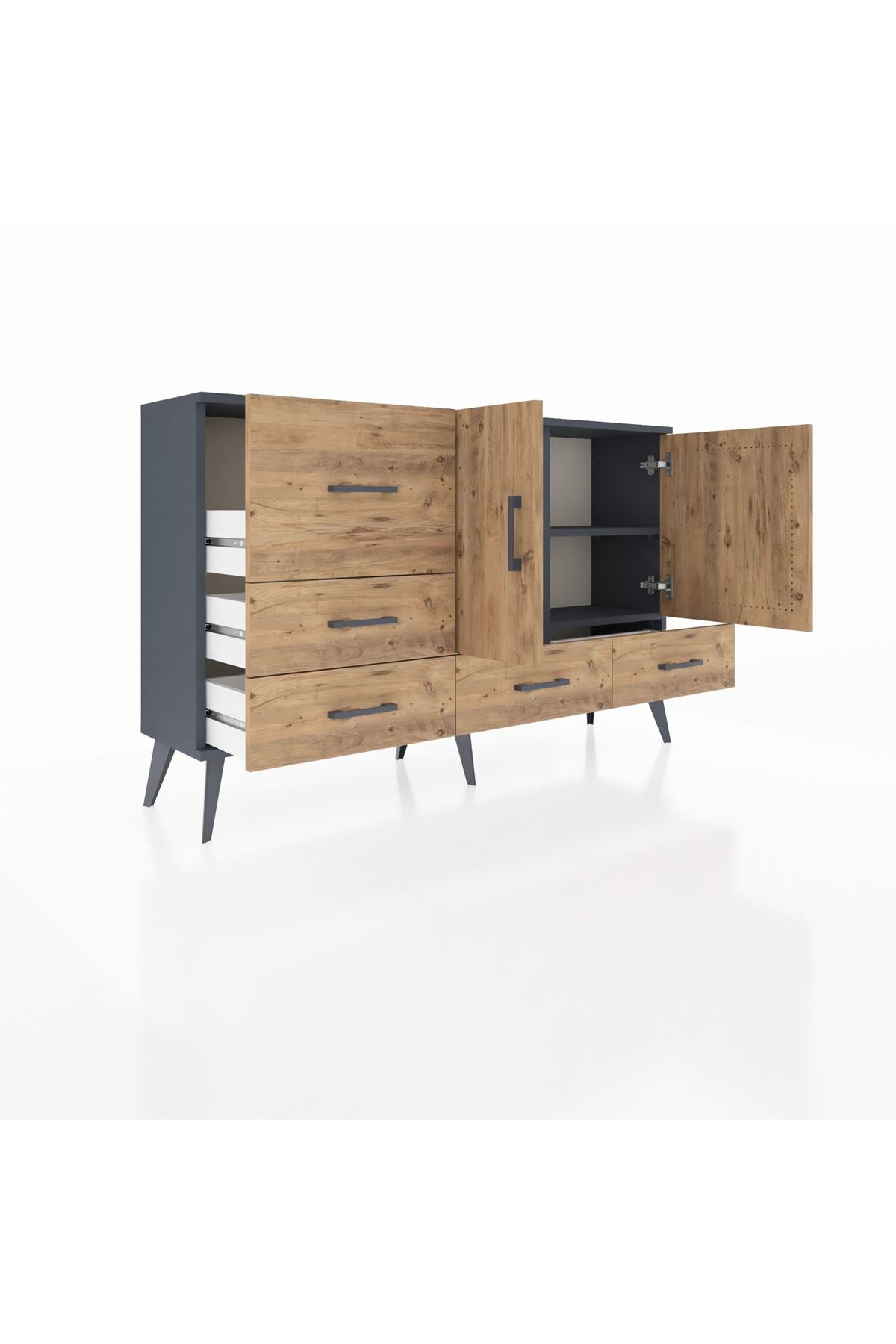 Arges Konsol 4 Raflı 5 Çekmeceli 2 Kapaklı 132x30x83 - S144M047V12A