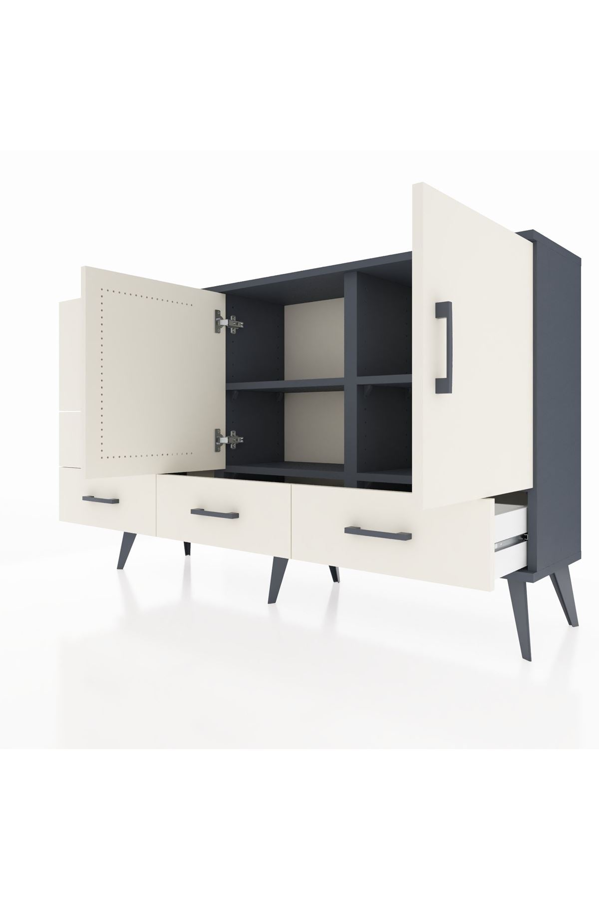 Arges Konsol 4 Raflı 5 Çekmeceli 2 Kapaklı 132x30x83 - S144M047V13A