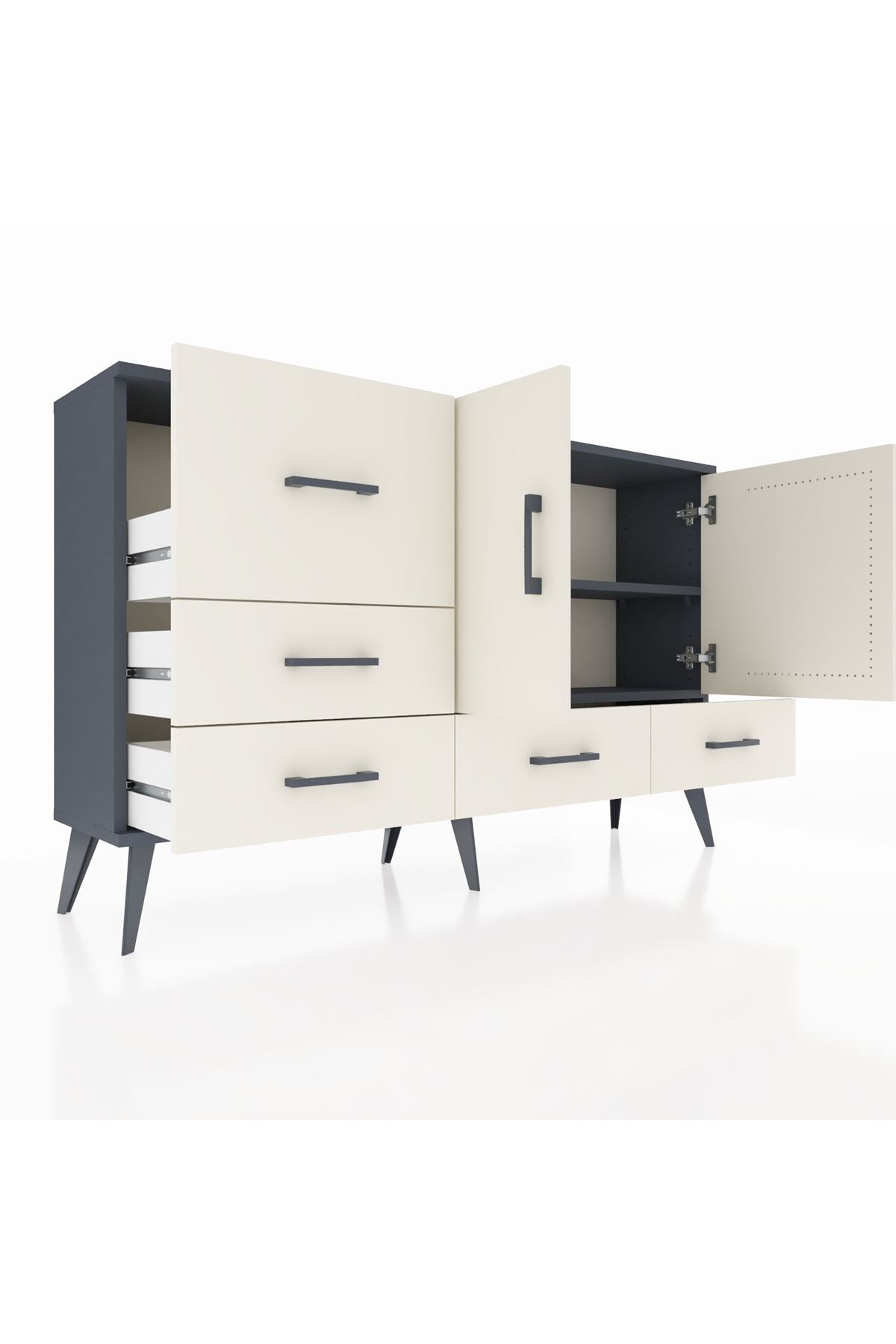 Arges Konsol 4 Raflı 5 Çekmeceli 2 Kapaklı 132x30x83 - S144M047V13A
