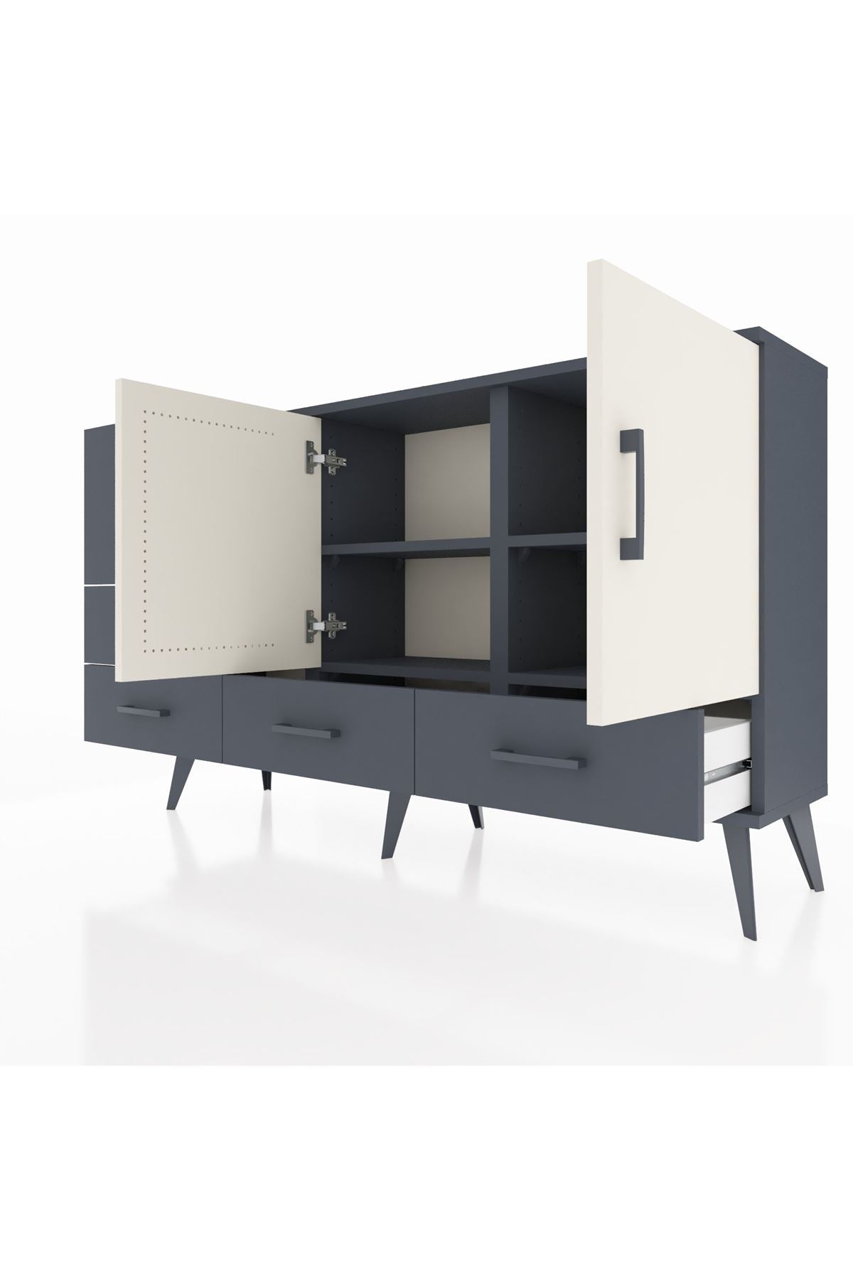 Arges Konsol 4 Raflı 5 Çekmeceli 2 Kapaklı 132x30x83 - S144M047V14A