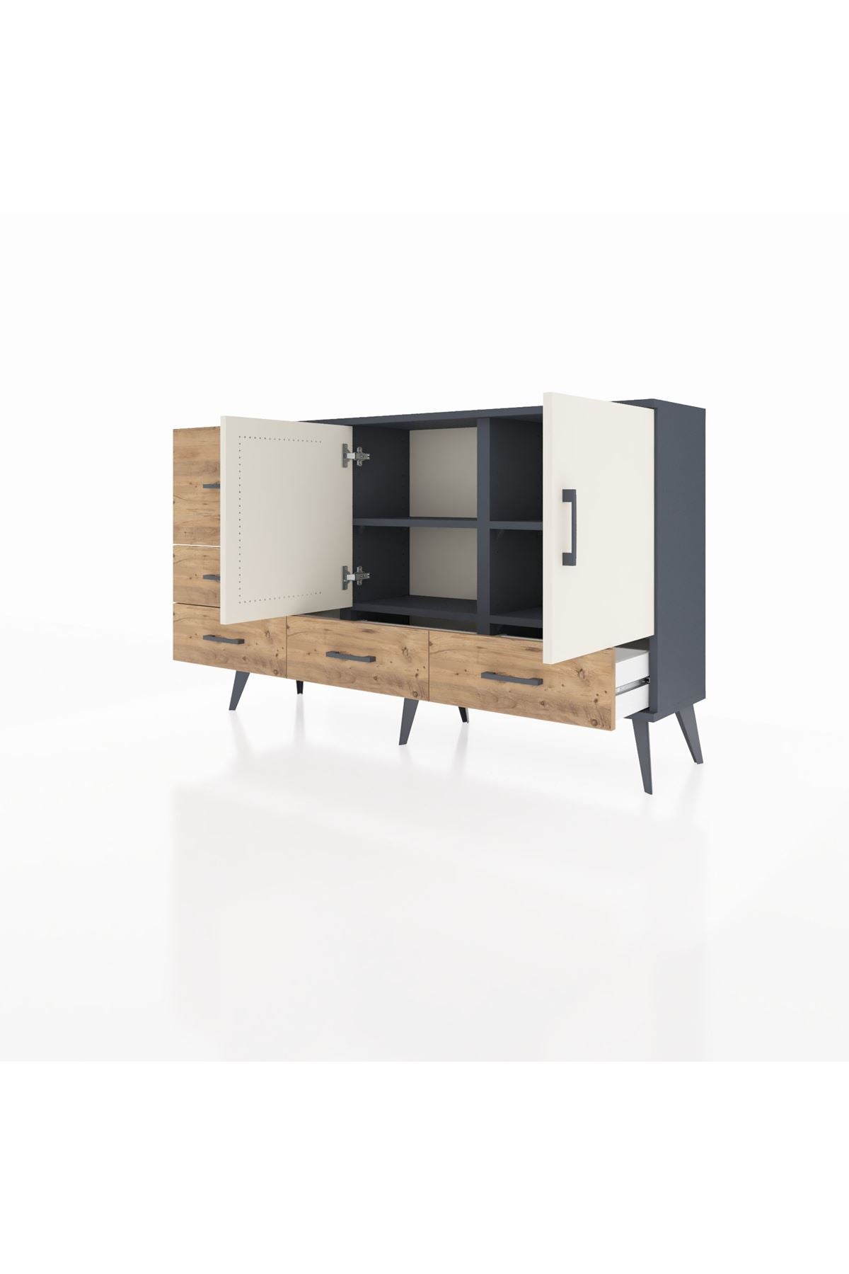 Arges Konsol 4 Raflı 5 Çekmeceli 2 Kapaklı 132x30x83 - S144M047V15A