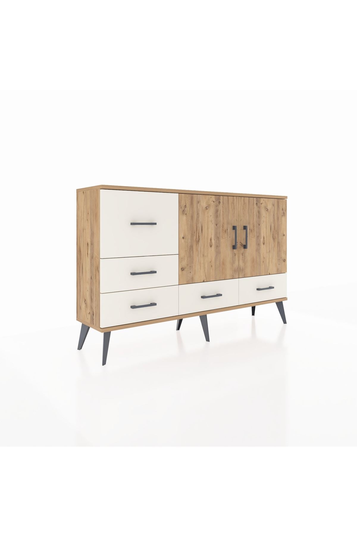 Arges Konsol 4 Raflı 5 Çekmeceli 2 Kapaklı 132x30x83 - S144M047V19A
