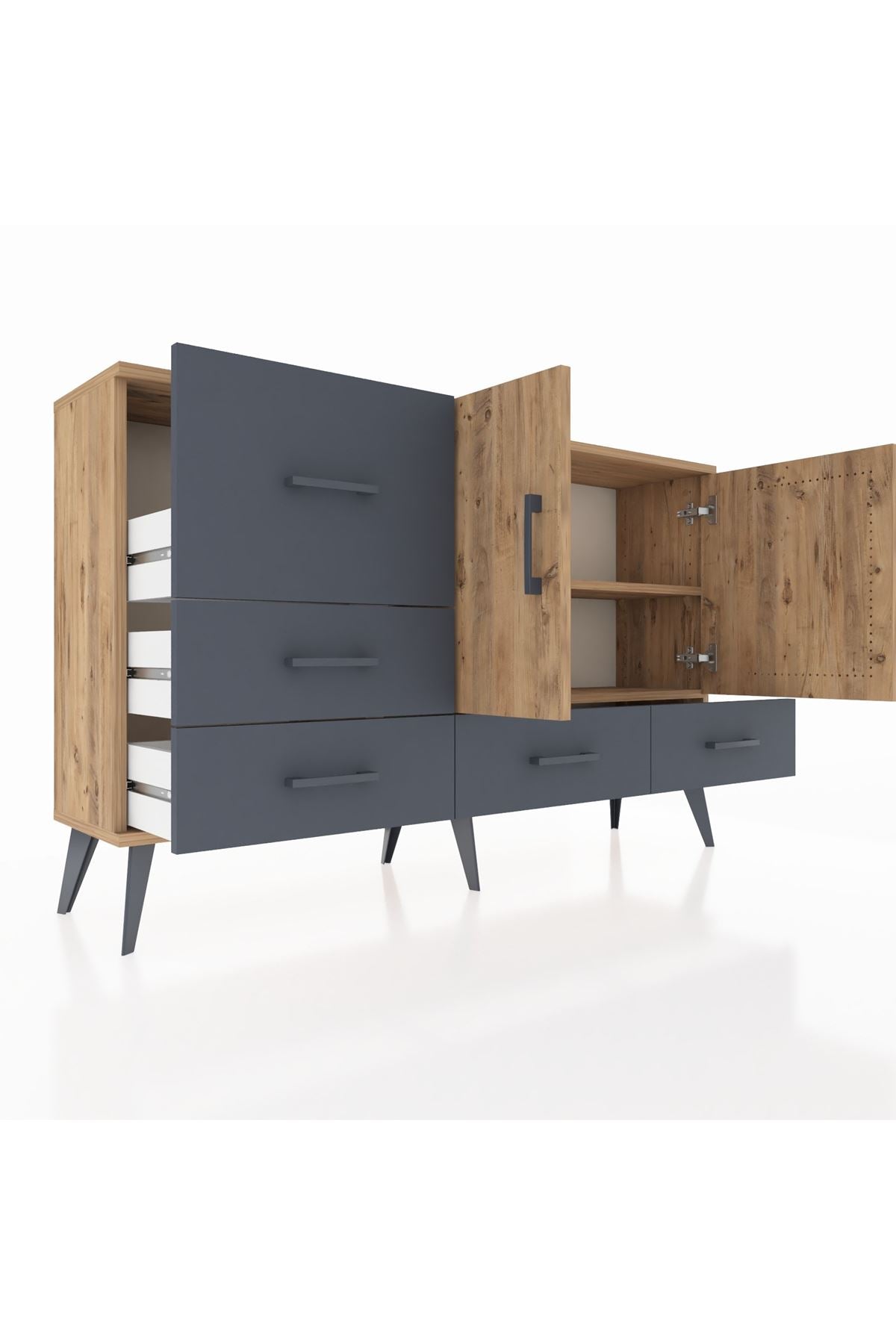 Arges Konsol 4 Raflı 5 Çekmeceli 2 Kapaklı 132x30x83 - S144M047V20A