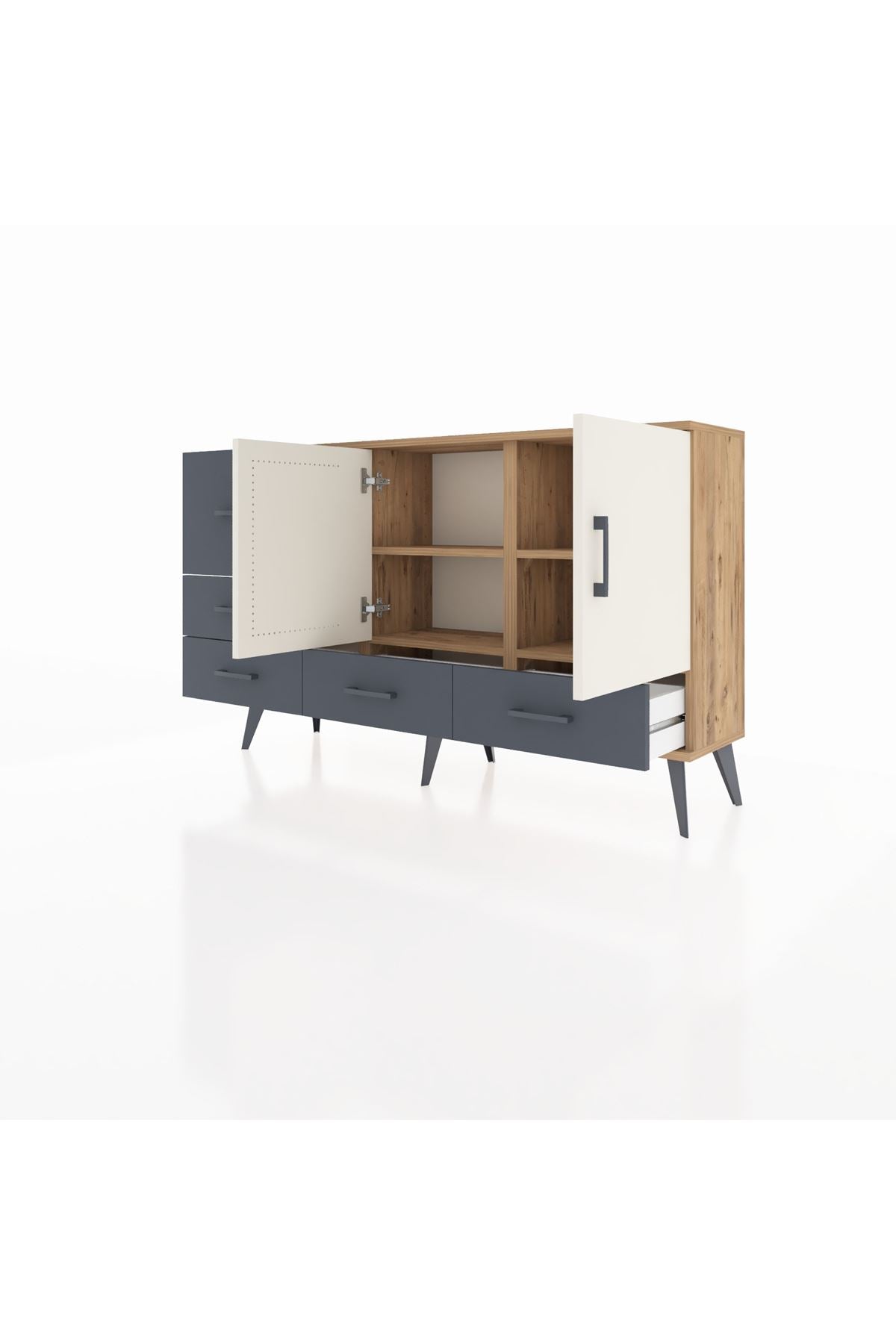 Arges Konsol 4 Raflı 5 Çekmeceli 2 Kapaklı 132x30x83 - S144M047V23A