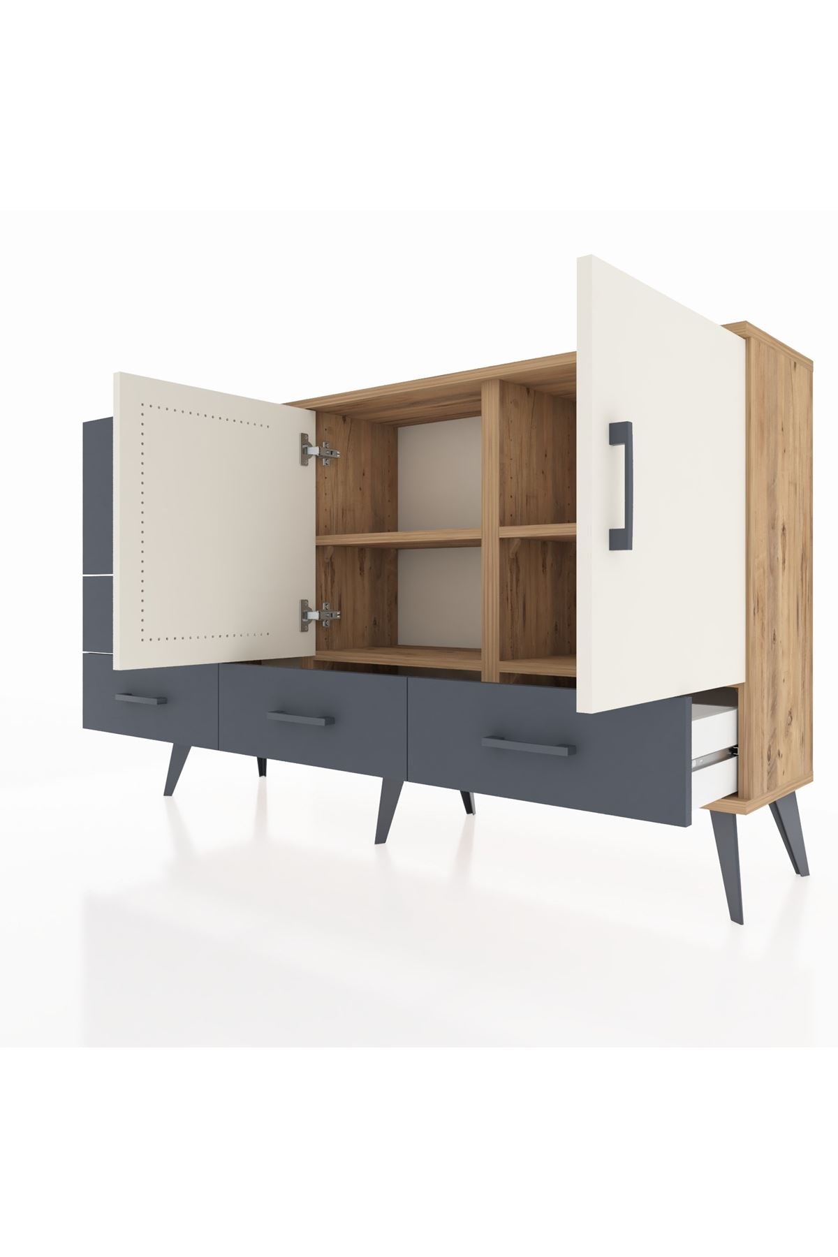 Arges Konsol 4 Raflı 5 Çekmeceli 2 Kapaklı 132x30x83 - S144M047V23A