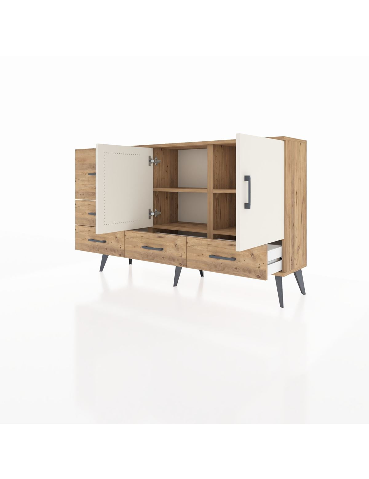 Arges Konsol 4 Raflı 5 Çekmeceli 2 Kapaklı 132x30x83 - S144M047V24A