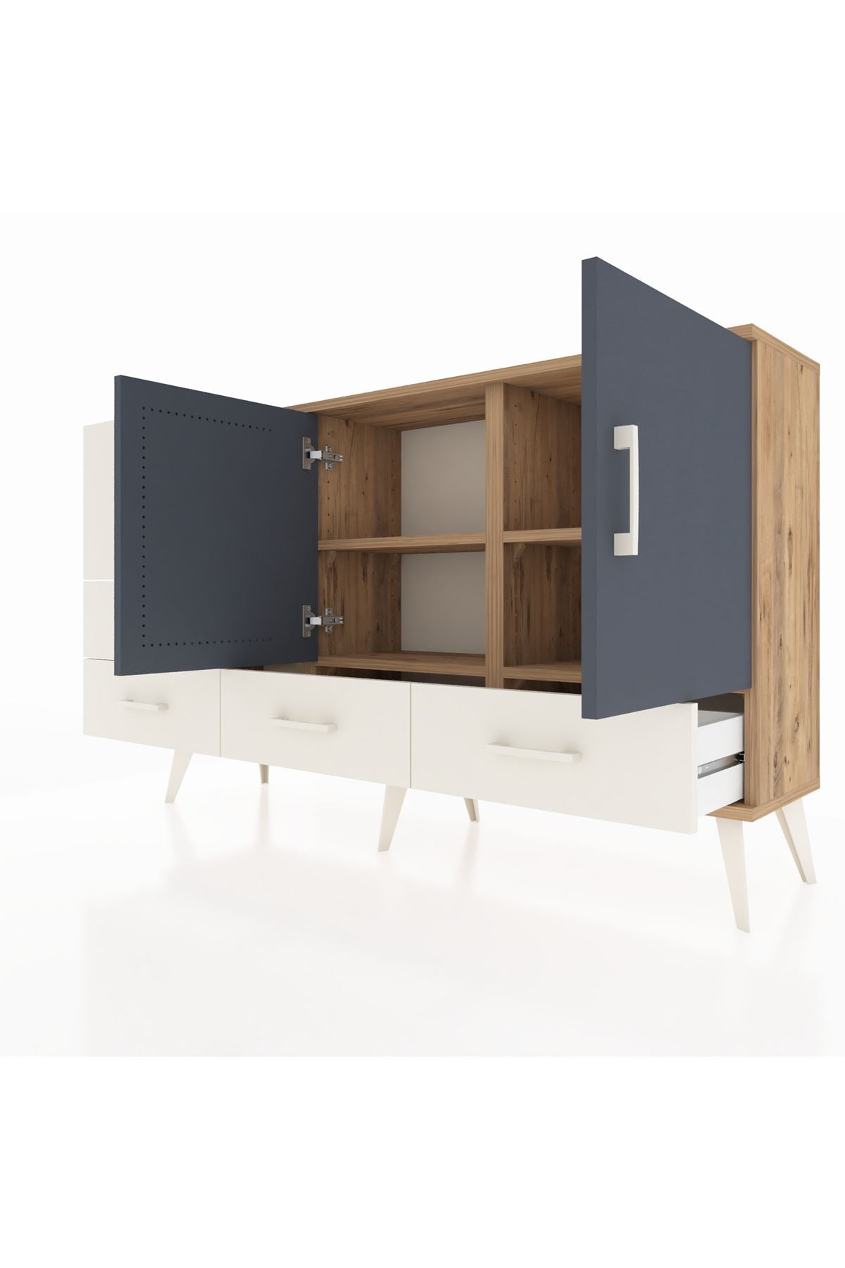 Arges Konsol 4 Raflı 5 Çekmeceli 2 Kapaklı 132x30x83 - S144M047V25A