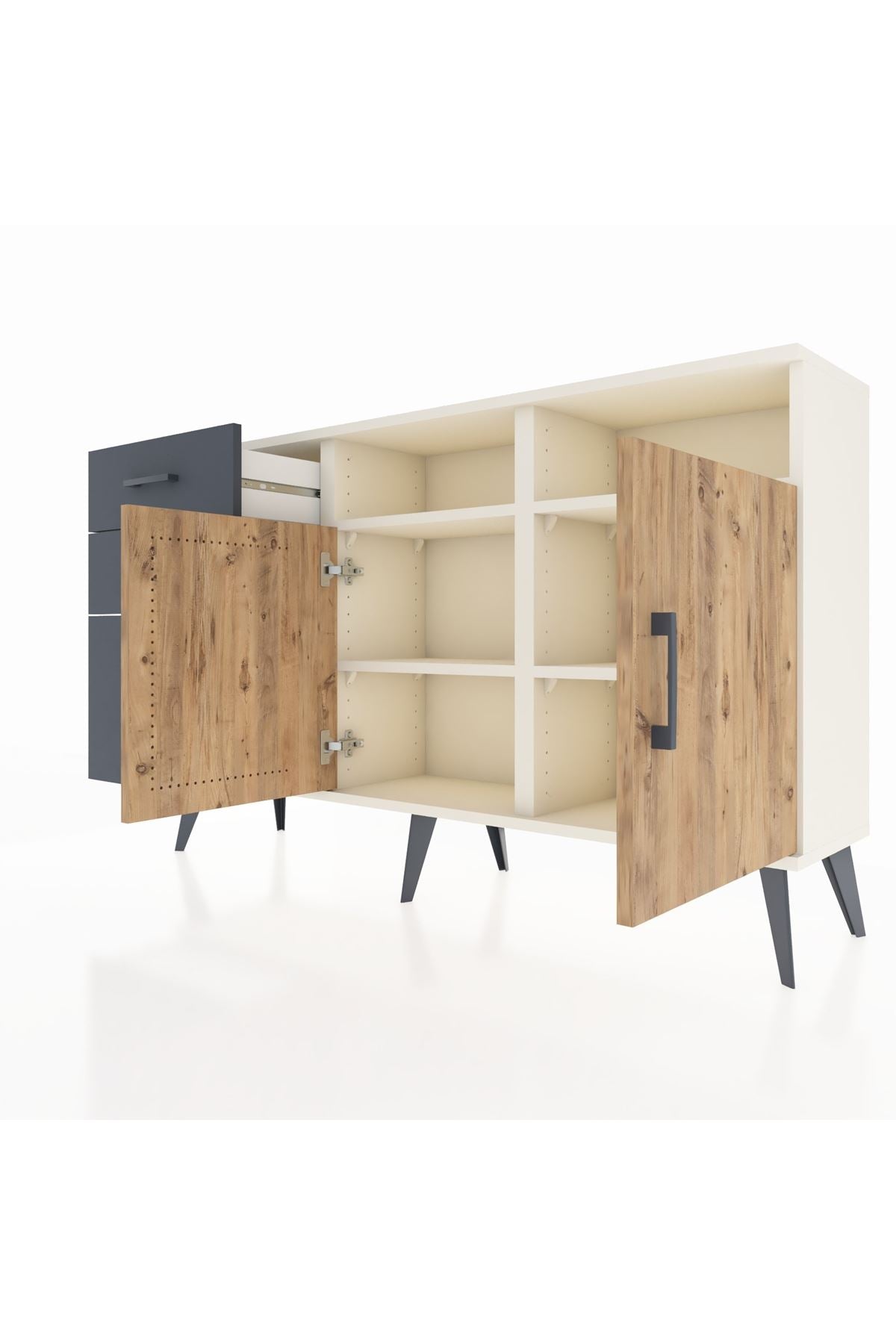 Arges Konsol 4 Raflı 3 Çekmeceli 2 Kapaklı 132x30x83 - S144M048V02A