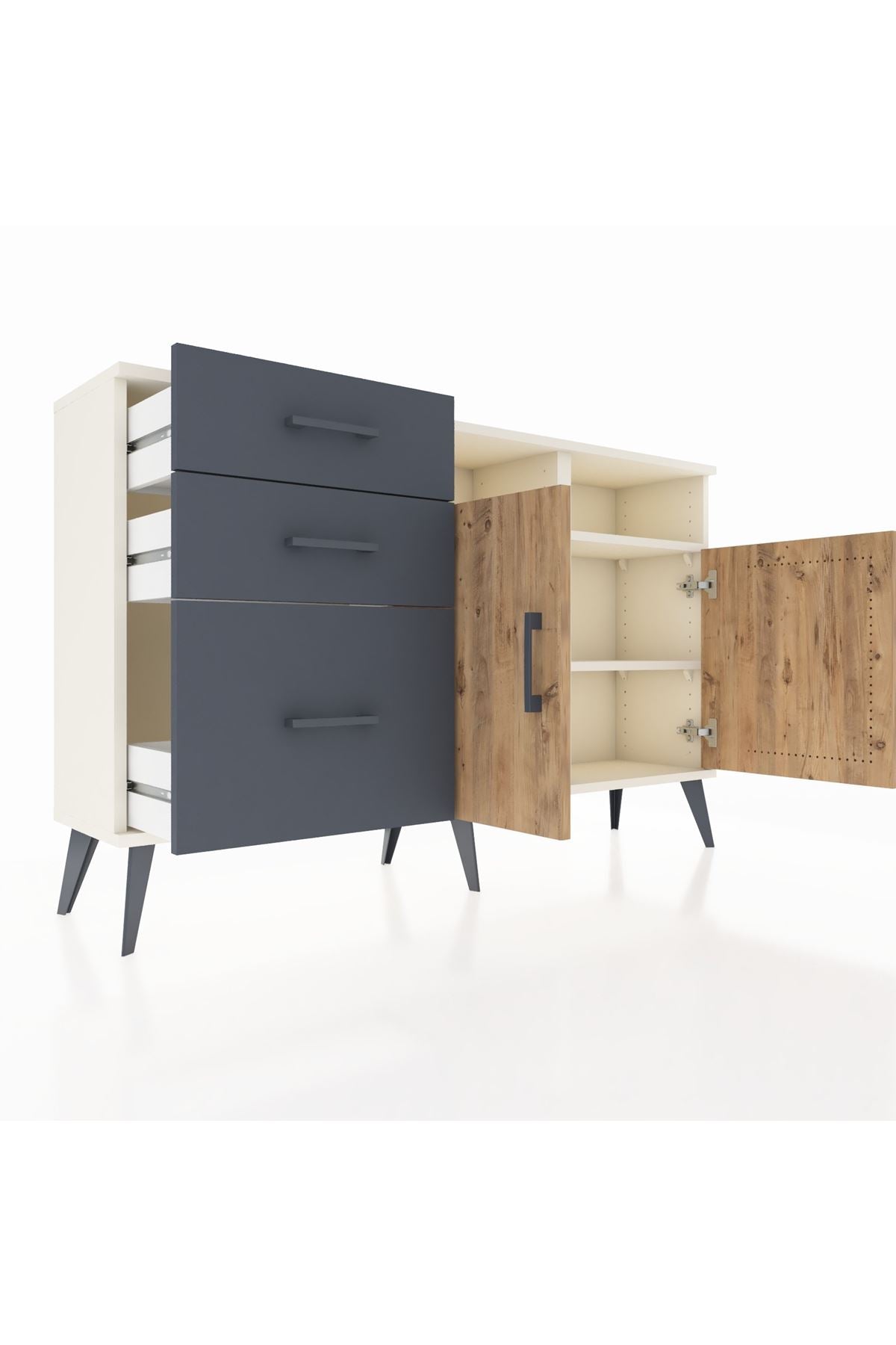 Arges Konsol 4 Raflı 3 Çekmeceli 2 Kapaklı 132x30x83 - S144M048V02A