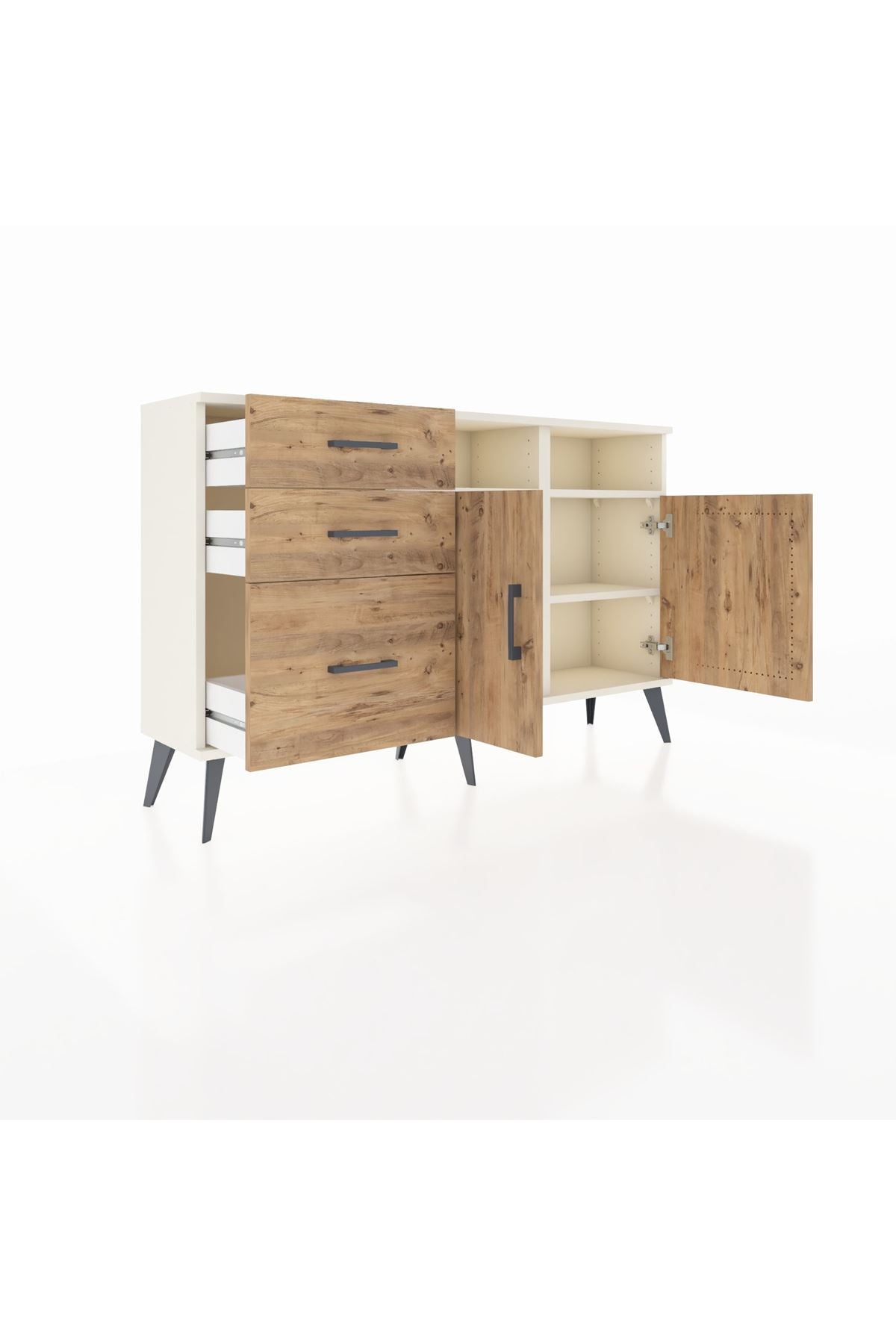 Arges Konsol 4 Raflı 3 Çekmeceli 2 Kapaklı 132x30x83 - S144M048V03A