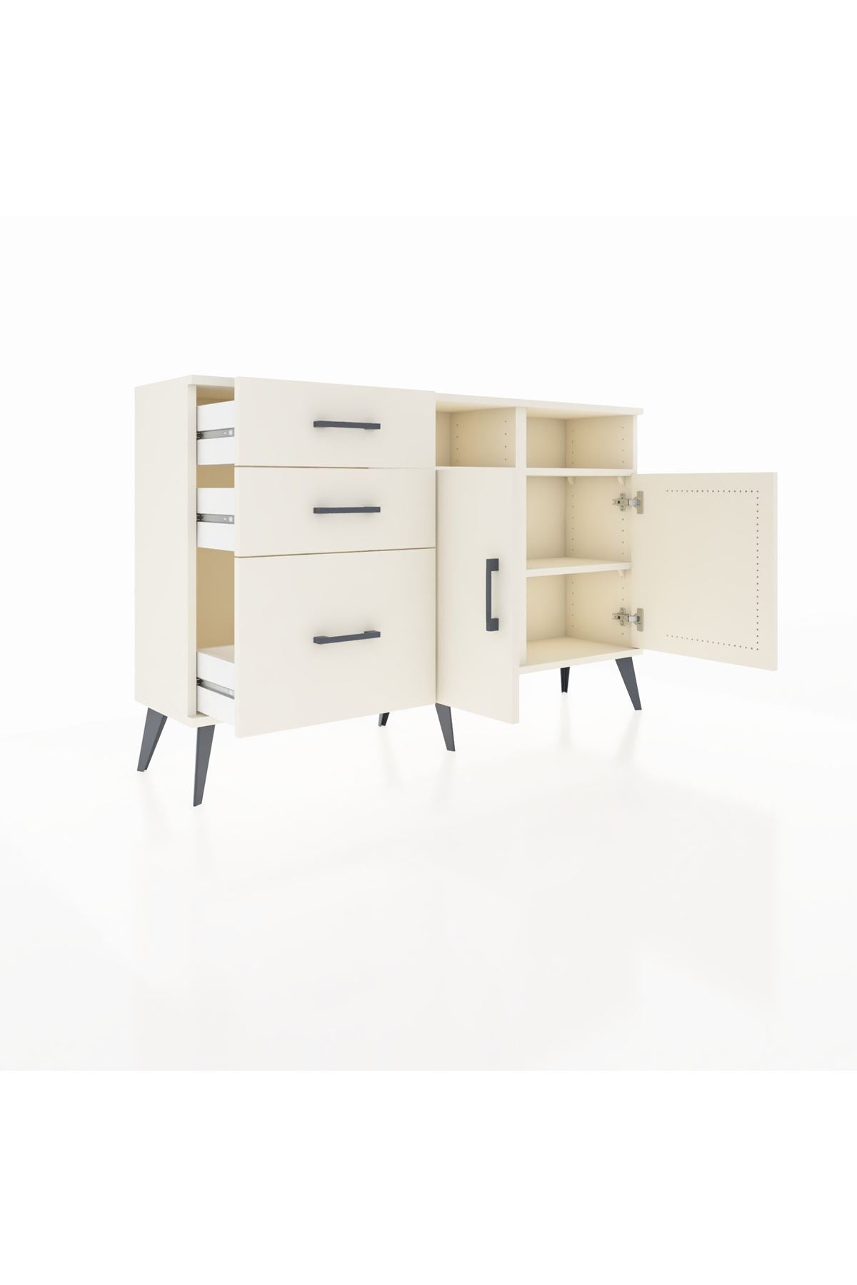 Arges Konsol 4 Raflı 3 Çekmeceli 2 Kapaklı 132x30x83 - S144M048V04A