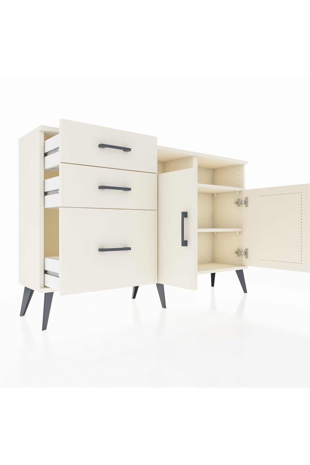 Arges Konsol 4 Raflı 3 Çekmeceli 2 Kapaklı 132x30x83 - S144M048V04A