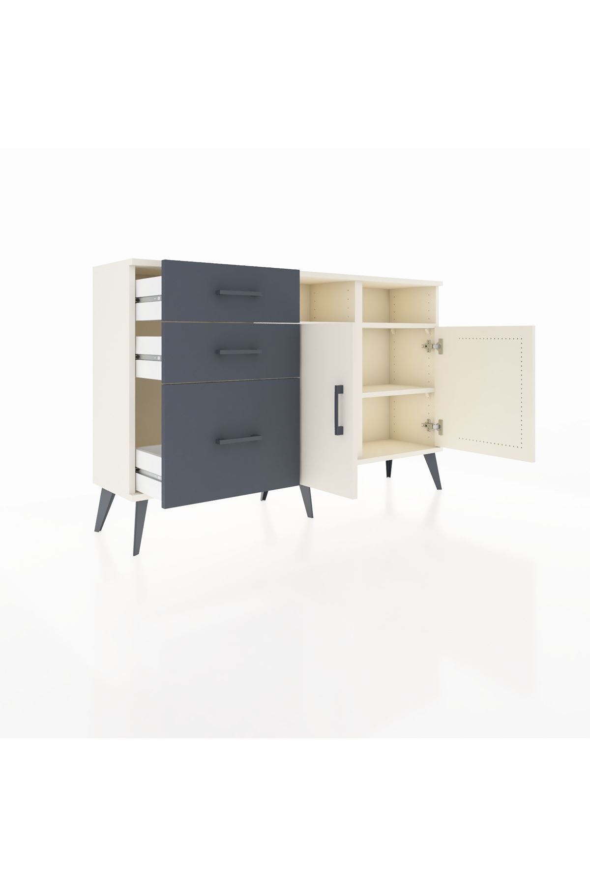 Arges Konsol 4 Raflı 3 Çekmeceli 2 Kapaklı 132x30x83 - S144M048V05A
