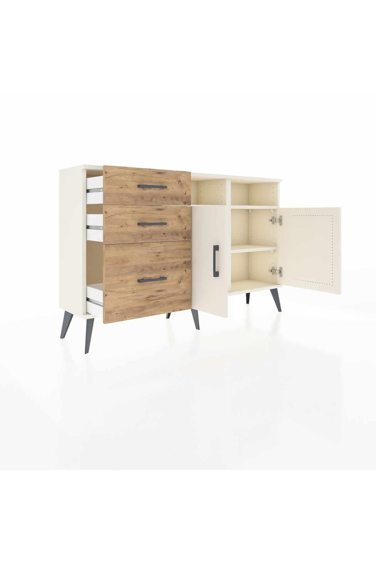 Arges Konsol 4 Raflı 3 Çekmeceli 2 Kapaklı 132x30x83 - S144M048V06A