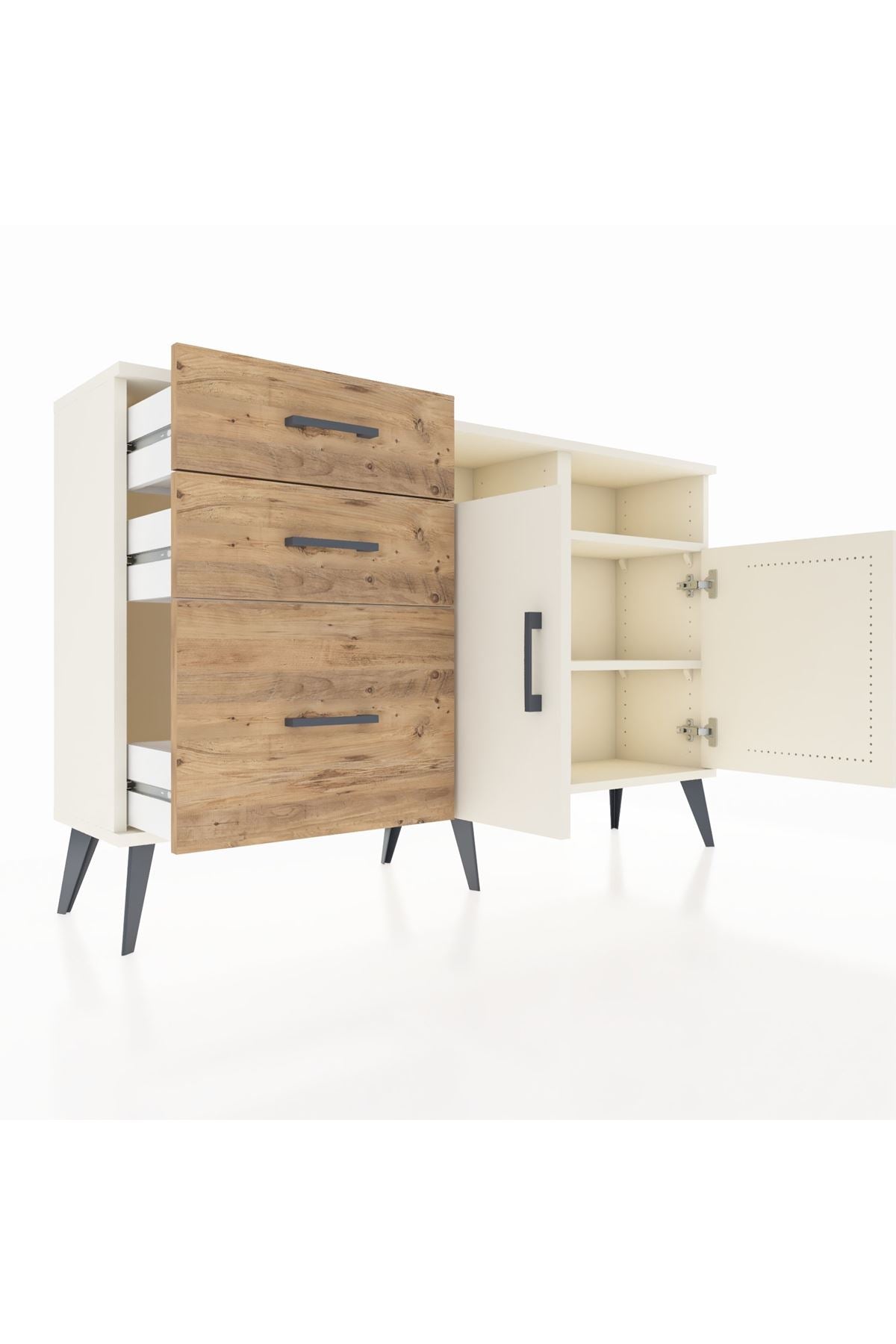 Arges Konsol 4 Raflı 3 Çekmeceli 2 Kapaklı 132x30x83 - S144M048V06A