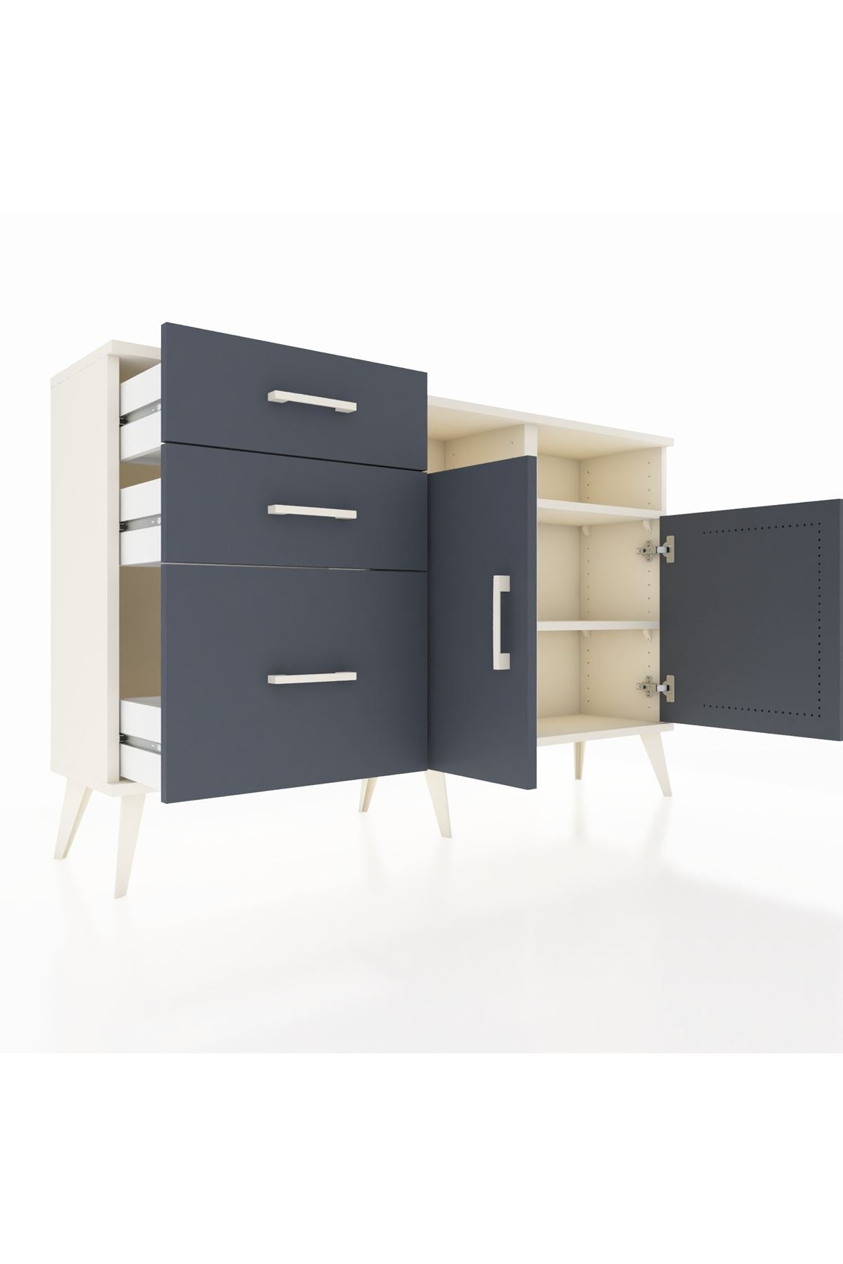 Arges Konsol 4 Raflı 3 Çekmeceli 2 Kapaklı 132x30x83 - S144M048V08A