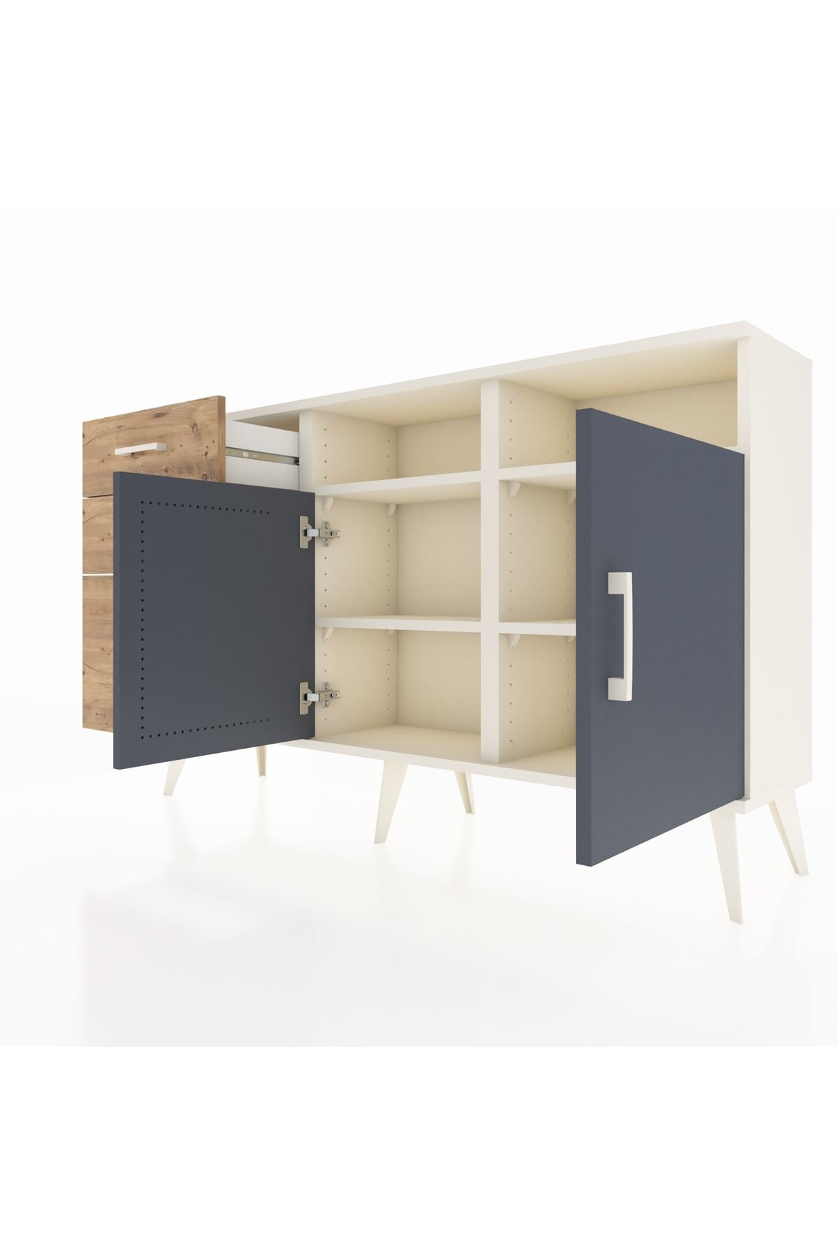 Arges Konsol 4 Raflı 3 Çekmeceli 2 Kapaklı 132x30x83 - S144M048V09A
