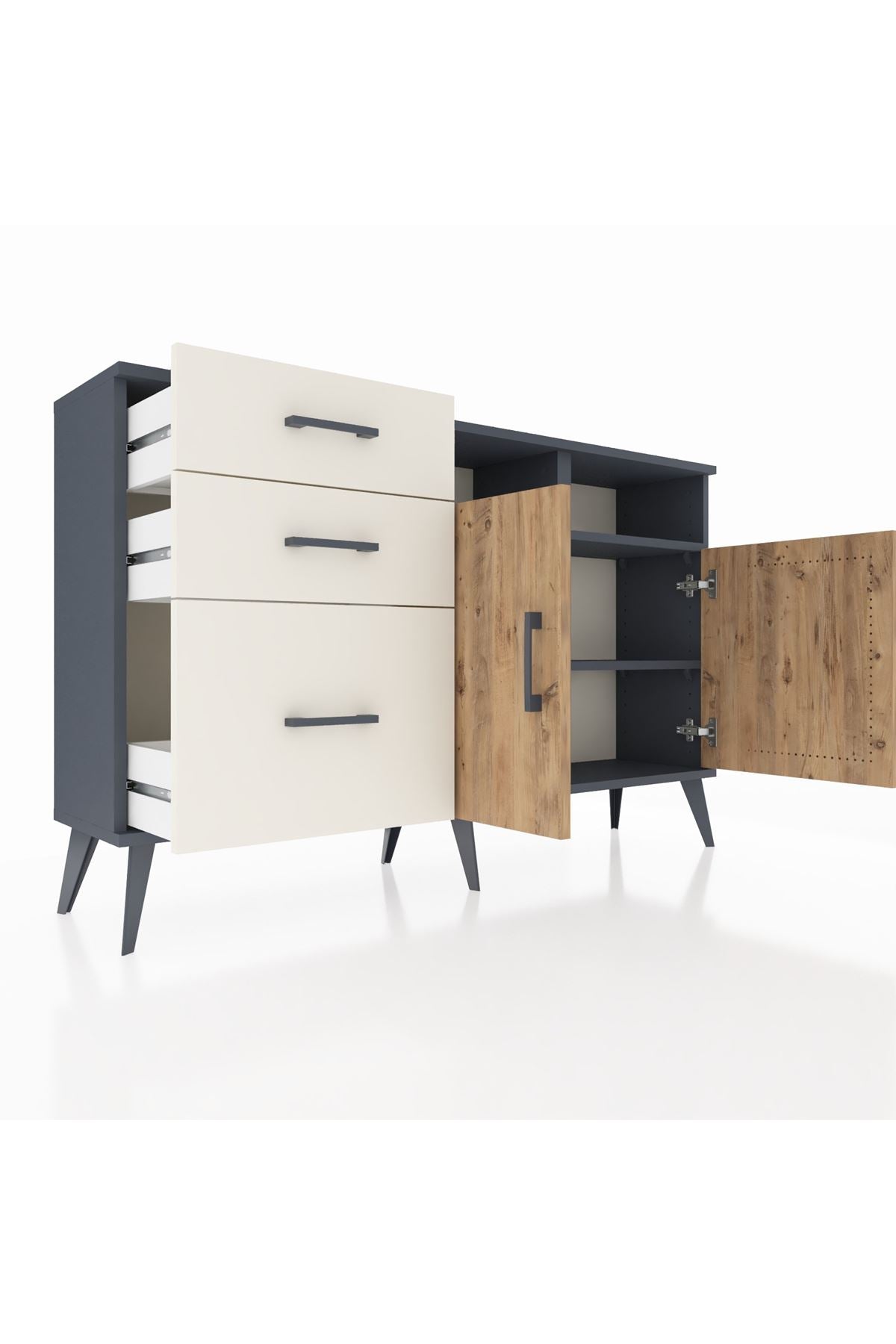 Arges Konsol 4 Raflı 3 Çekmeceli 2 Kapaklı 132x30x83 - S144M048V10A