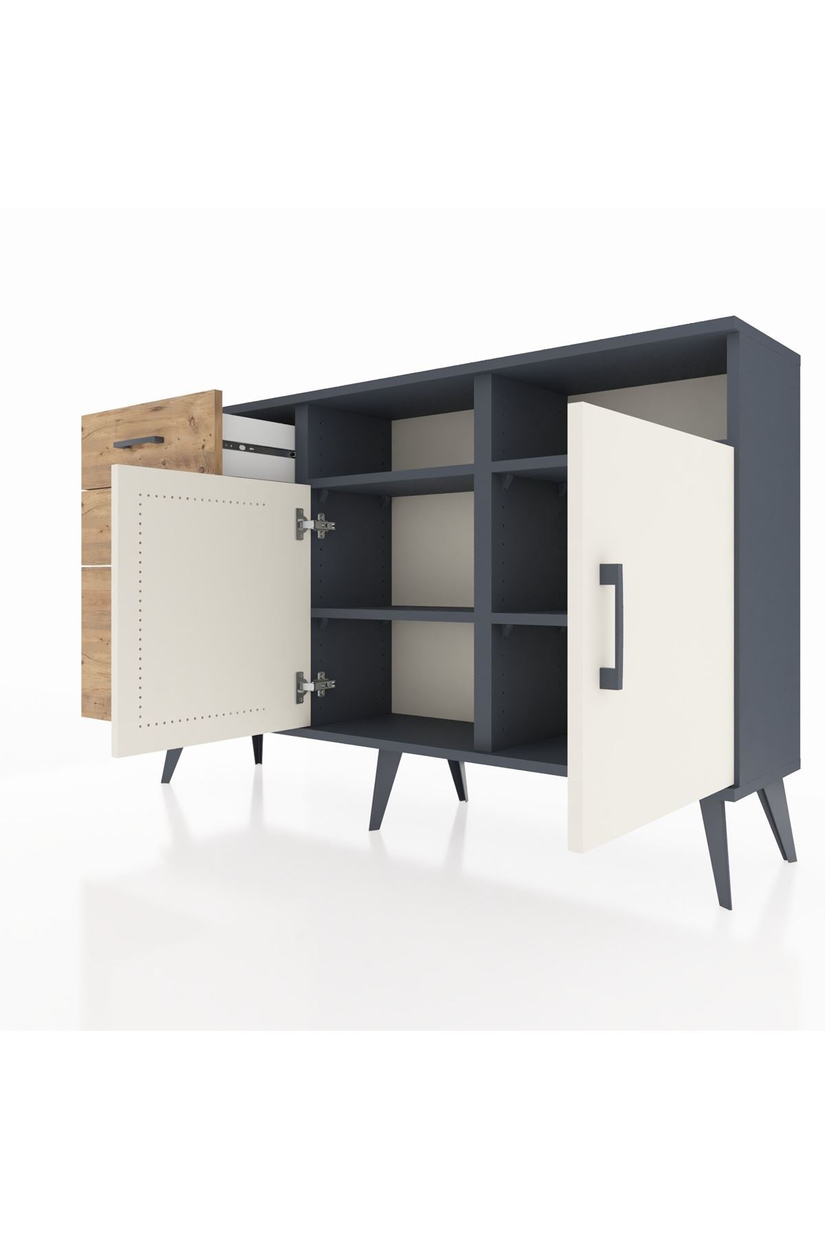 Arges Konsol 4 Raflı 3 Çekmeceli 2 Kapaklı 132x30x83 - S144M048V15A