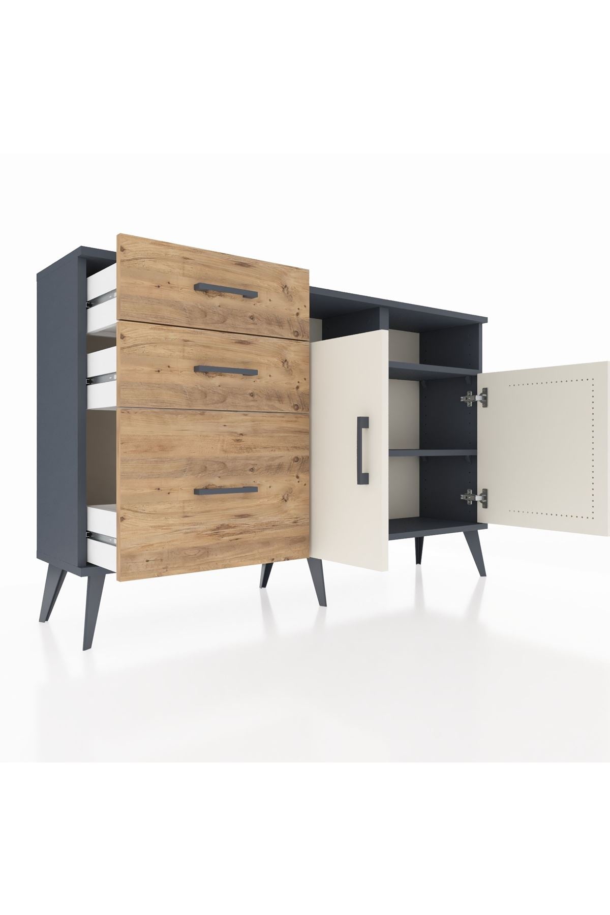 Arges Konsol 4 Raflı 3 Çekmeceli 2 Kapaklı 132x30x83 - S144M048V15A
